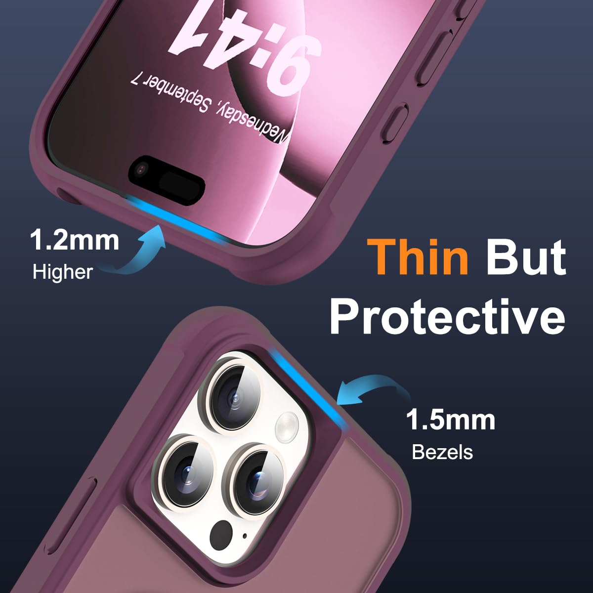 Foto 7 pulgar | Funda De Teléfono Sky-lmw Compatible Con Iphone 16 Pro, Color Rojo Vino - Venta Internacional.