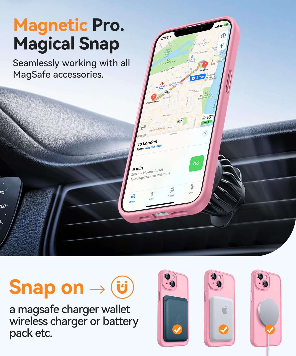 Foto 6 pulgar | Funda Magnética Canshn Para Iphone 14 6.1 - Rosa - Venta Internacional.