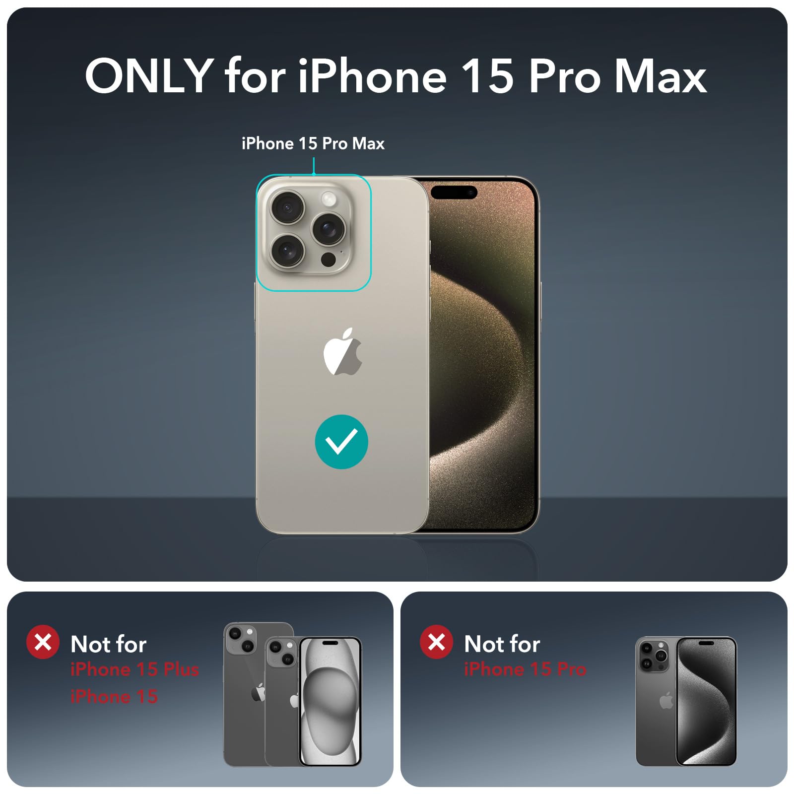 Foto 3 pulgar | Funda Esr Para Iphone 15 Pro Max Con Cristal Templado Gris Transparente - Venta Internacional.