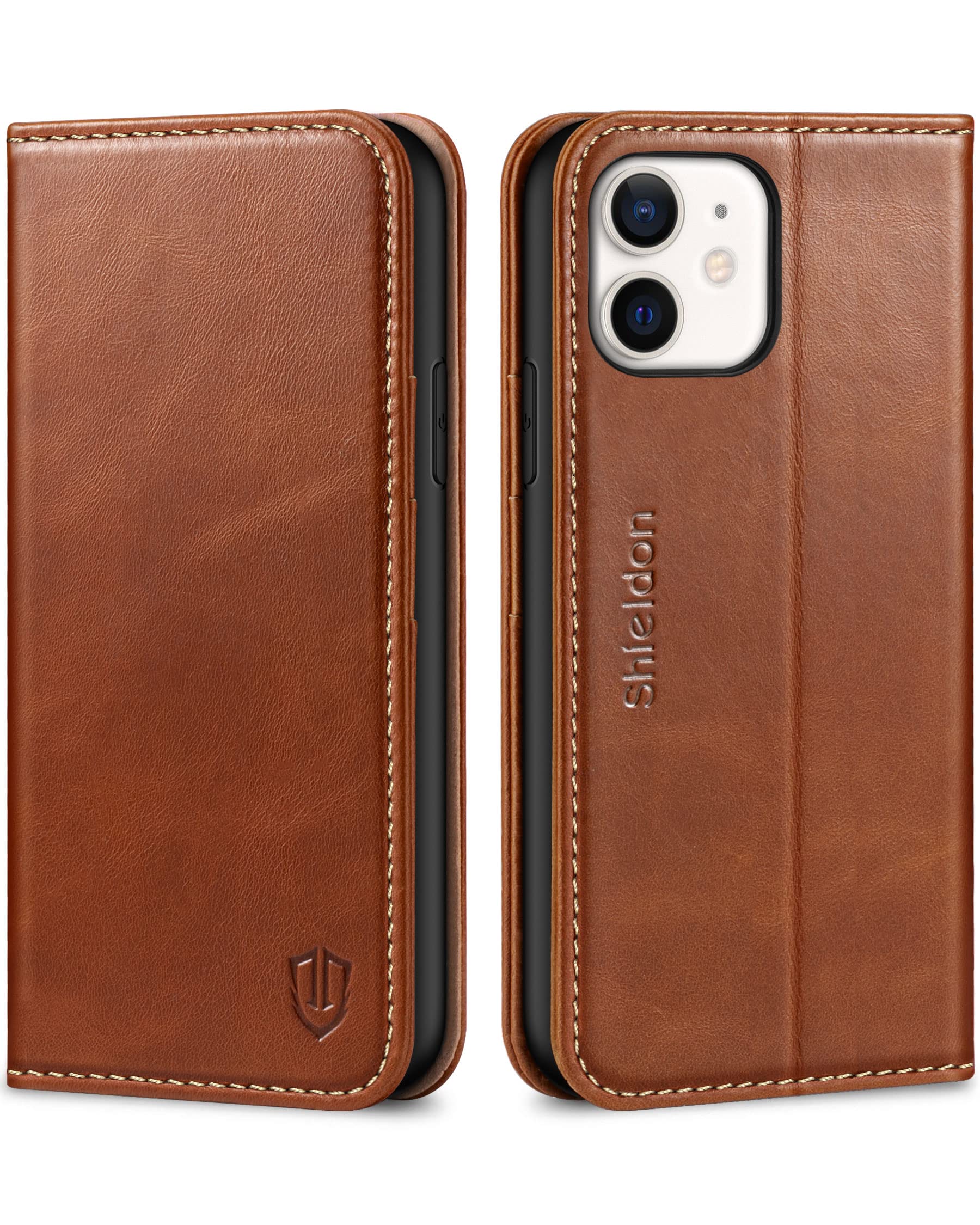 Foto 2 pulgar | Funda Tipo Cartera Shieldon Para Iphone 11 De Piel Auténtica, Color Marrón - Venta Internacional.