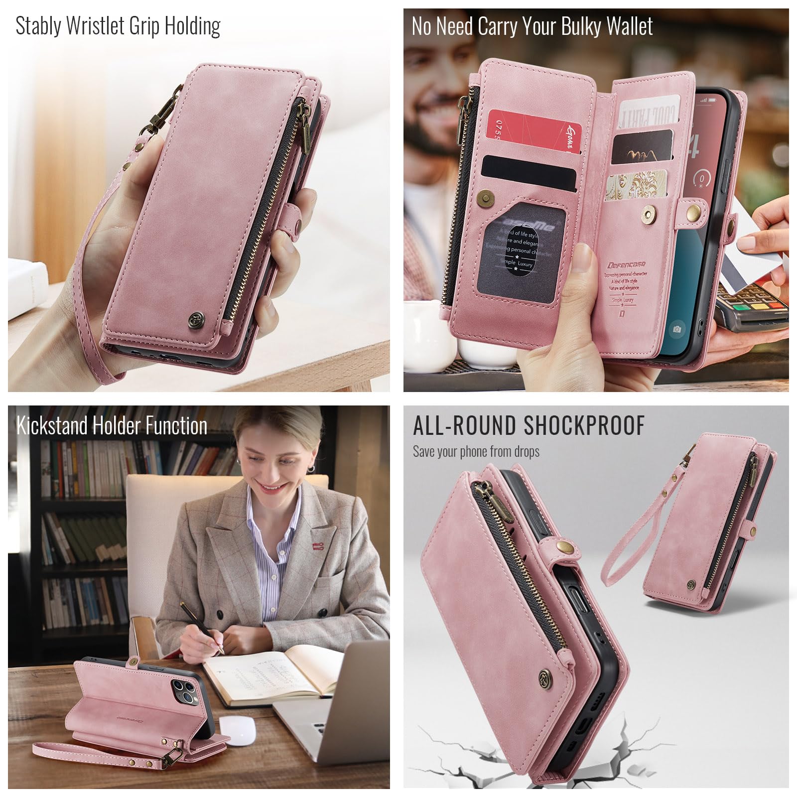 Foto 5 pulgar | Funda Wallet Defcase Compatible Con Iphone 11 Pro Rose - Venta Internacional.