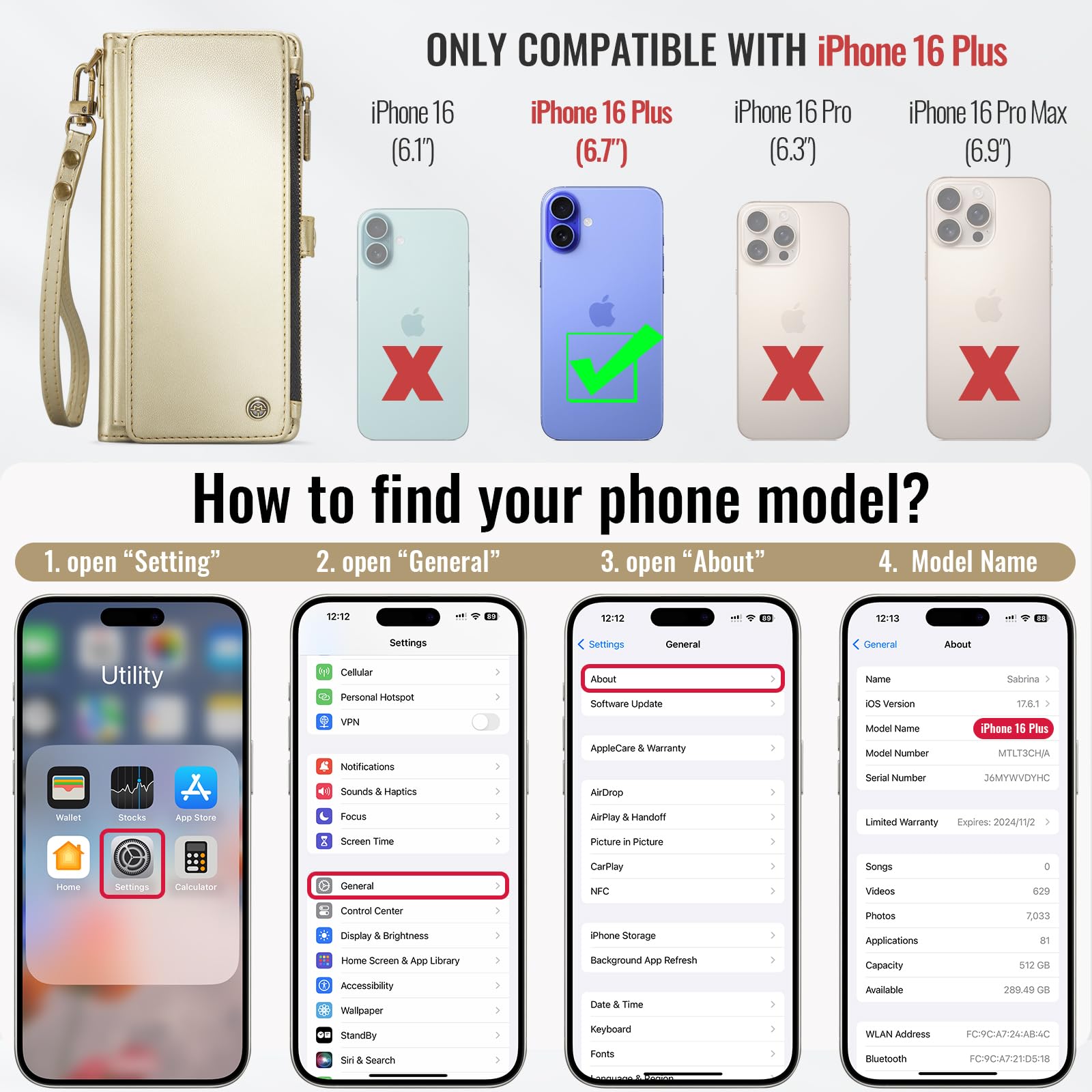 Foto 3 pulgar | Funda Para Teléfono Wallet Defense Compatible Con Iphone 16 Plus - Venta Internacional.
