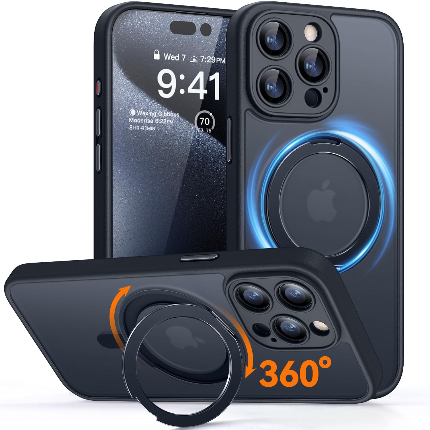 Foto 2 pulgar | Funda Para Teléfono Canshn Con Soporte Magnético Con Giro De 360° Para Iphone 15 Pro Max - Venta Internacional.