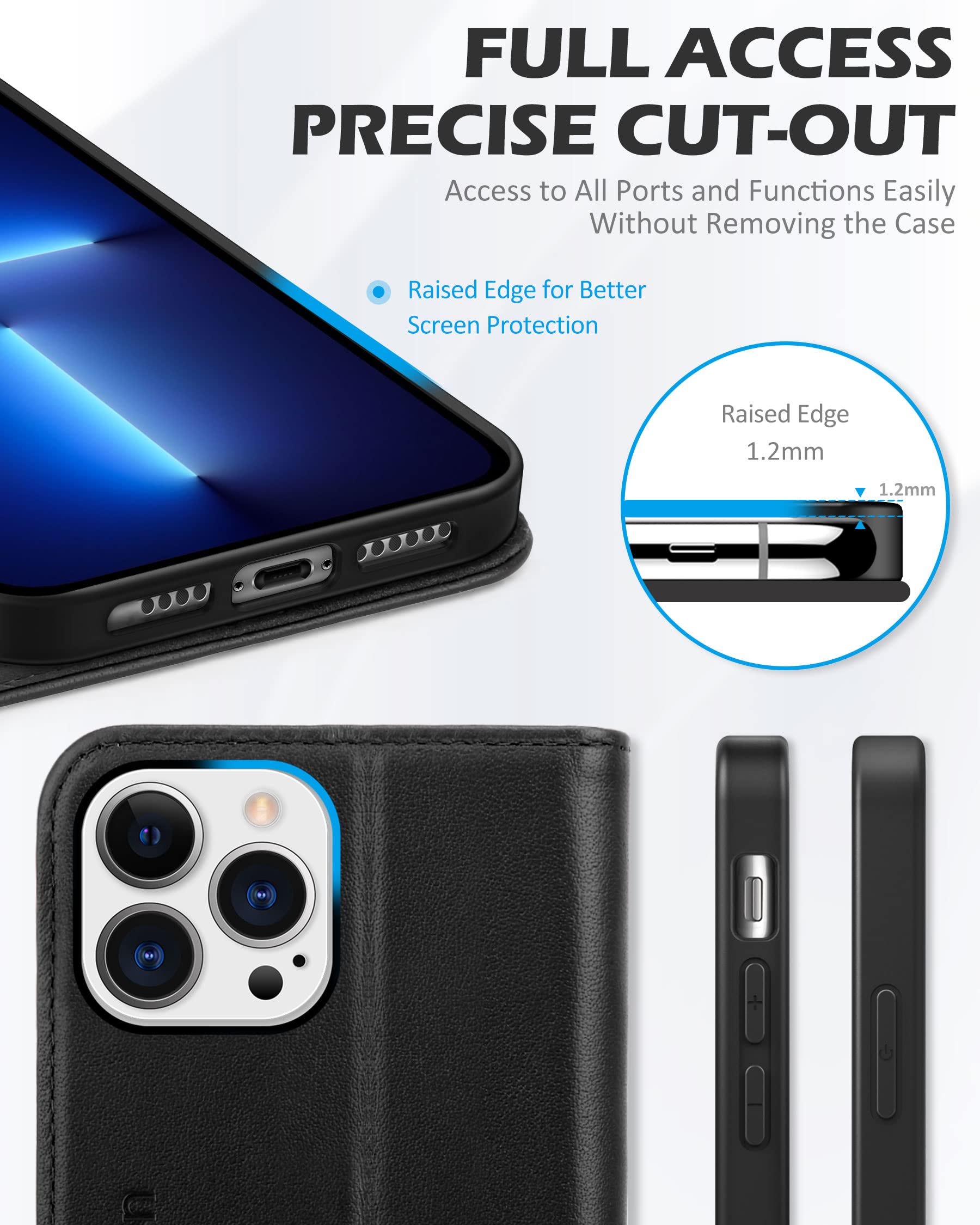 Foto 8 pulgar | Funda Shieldon Para Iphone 13 Pro Max 5g De Piel Auténtica Negra - Venta Internacional.