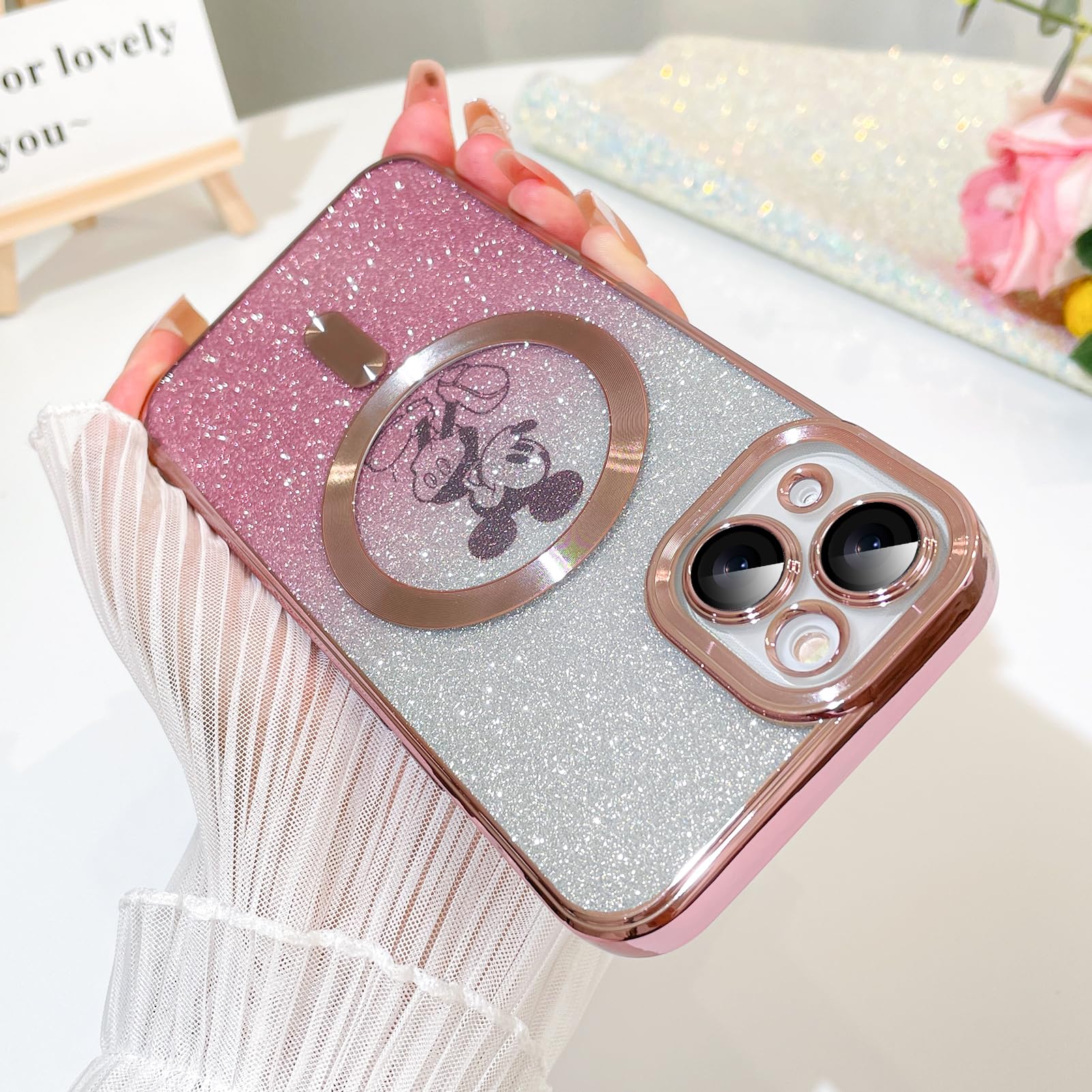 Foto 2 | Funda De Teléfono Con Purpurina Magnética Para Iphone 15 Plus 6.7 - Venta Internacional.