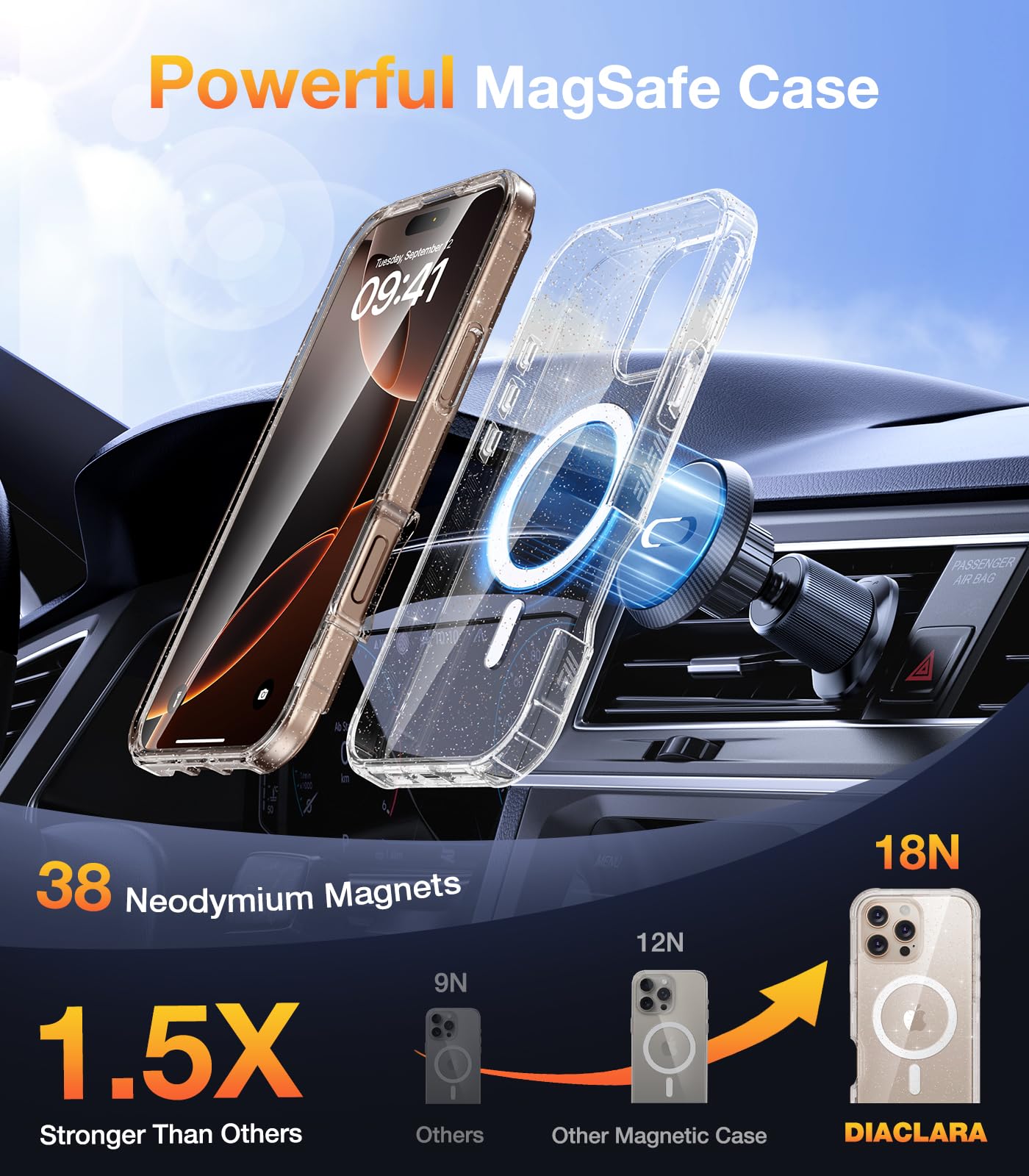 Foto 5 pulgar | Funda De Teléfono Diaclara Magnetic Para Iphone 16 Pro Max Clear - Venta Internacional.