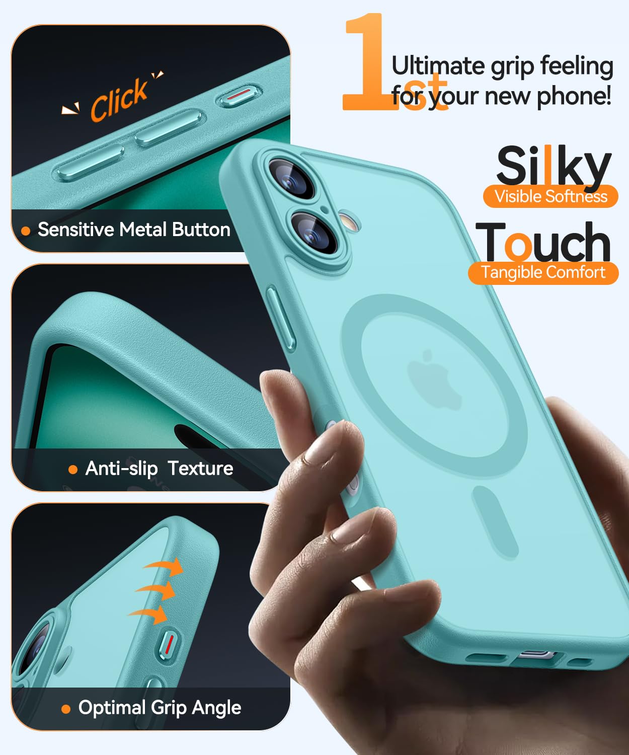 Foto 7 pulgar | Funda Magnética Canshn Para Iphone 16, Color Verde Azulado - Venta Internacional.