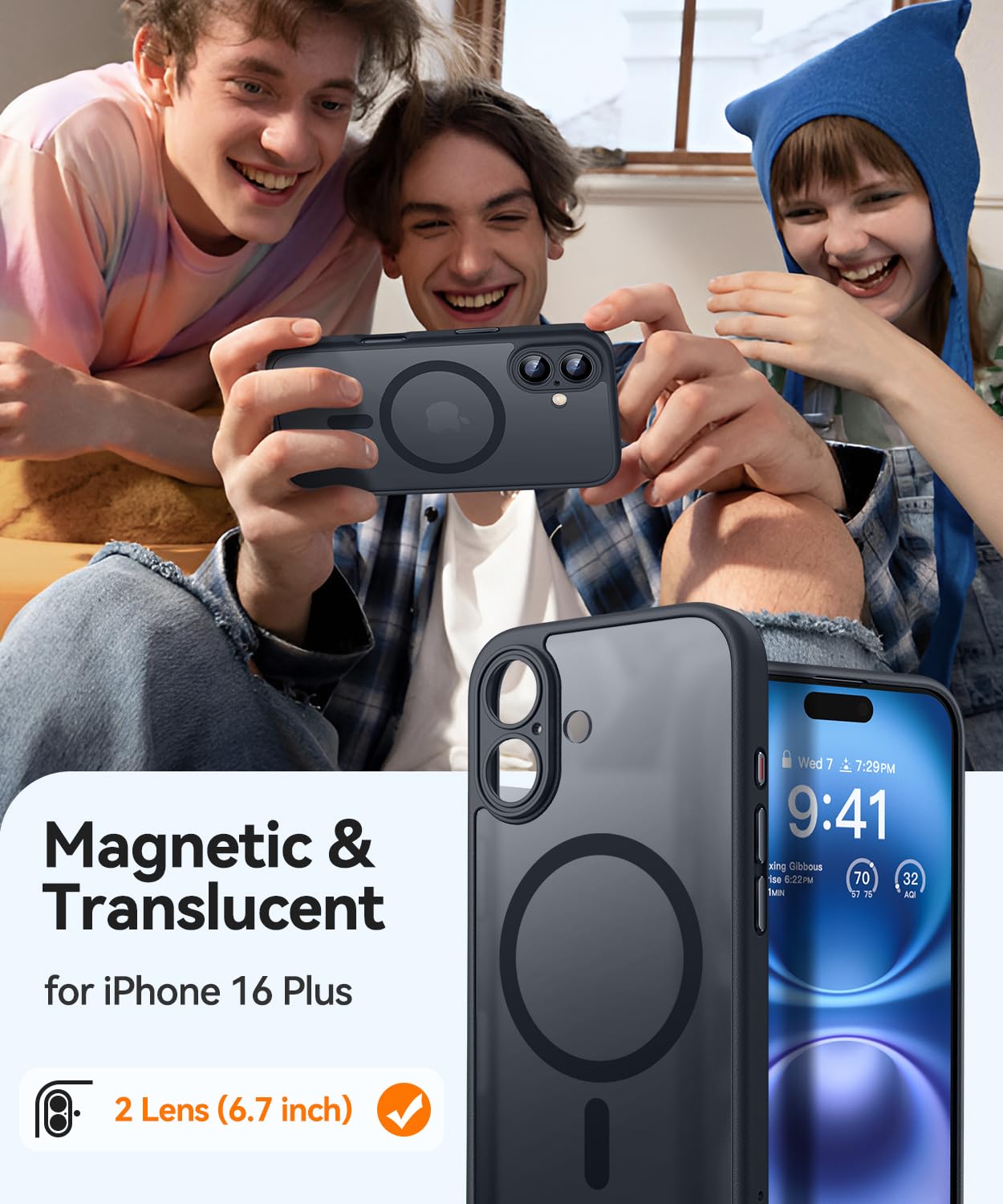 Foto 2 | Funda Magnética Canshn Para Iphone 16 Plus - Negra - Venta Internacional.
