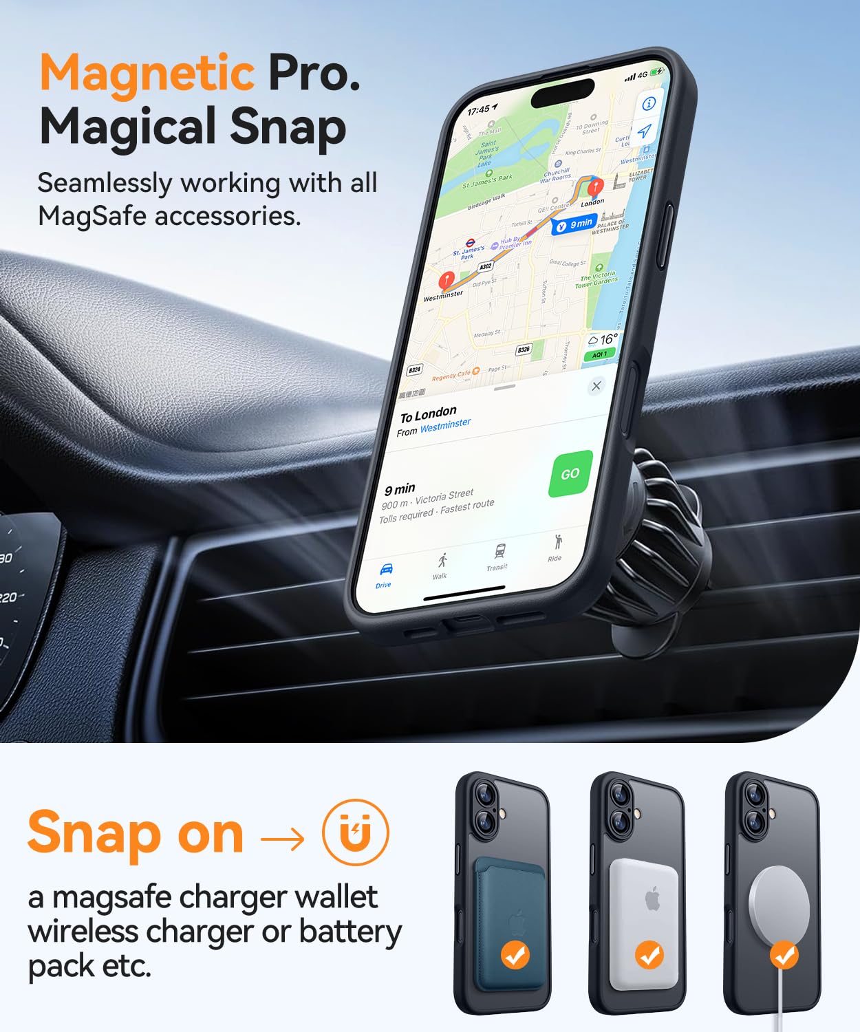 Foto 5 pulgar | Funda Magnética Canshn Para Iphone 16 Plus - Negra - Venta Internacional.