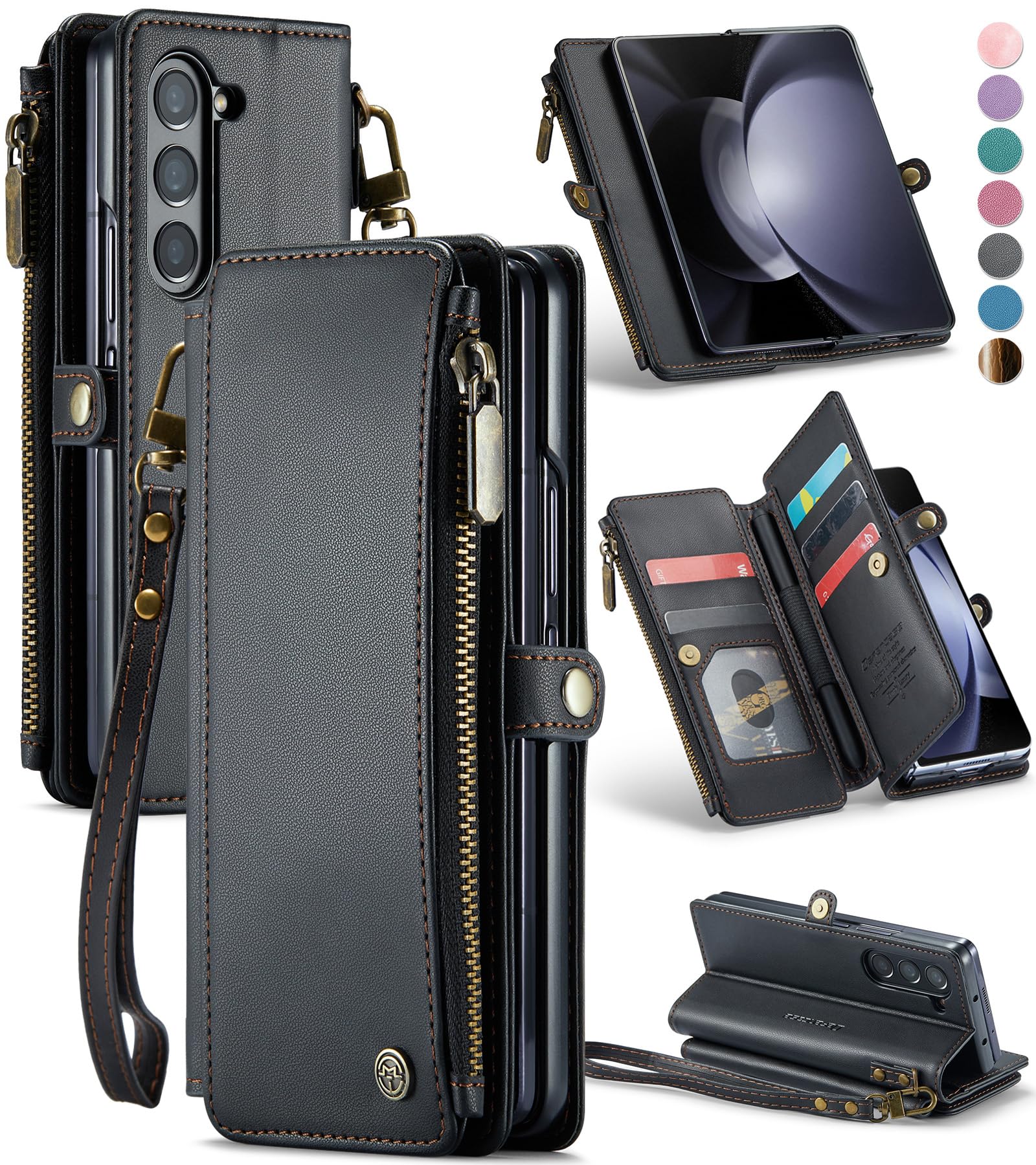 Foto 2 pulgar | Funda Tipo Cartera Defcase Para Samsung Galaxy Z Fold 5, Color Negro - Venta Internacional.
