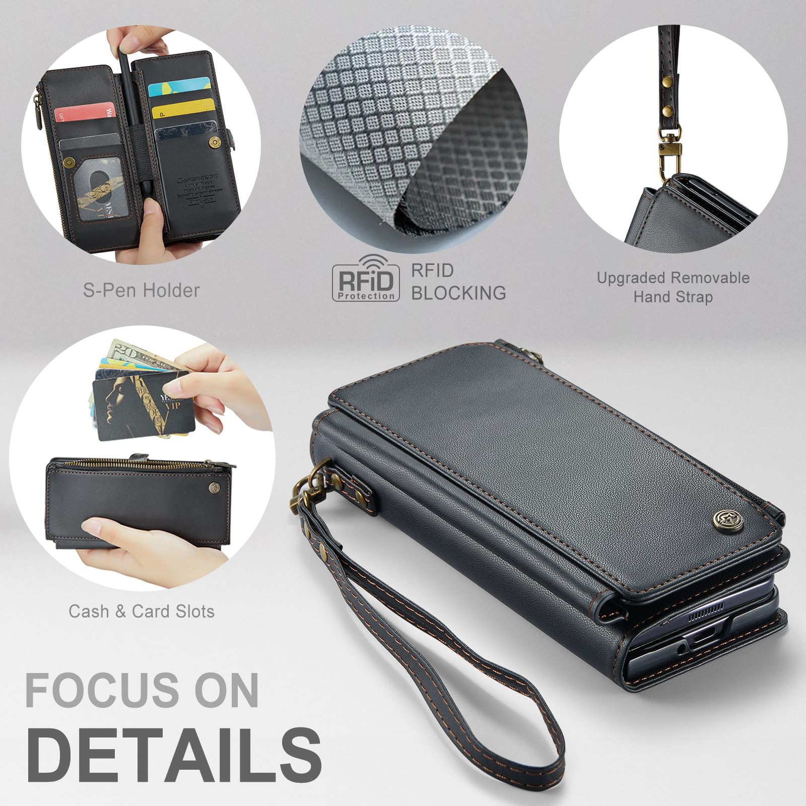 Foto 4 | Funda Tipo Cartera Defcase Para Samsung Galaxy Z Fold 5, Color Negro - Venta Internacional.