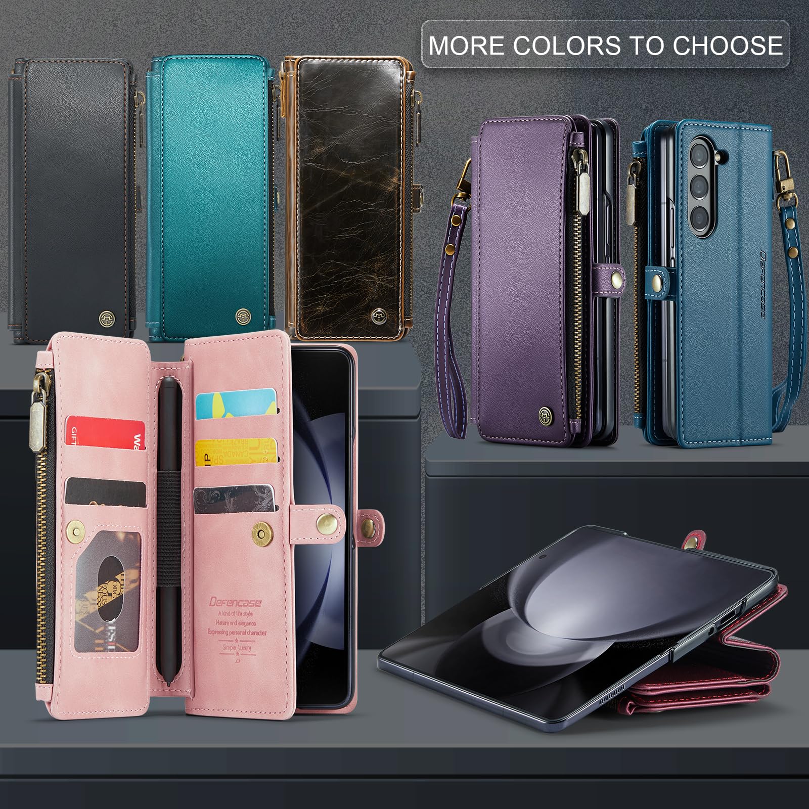 Foto 6 | Funda Tipo Cartera Defcase Para Samsung Galaxy Z Fold 5, Color Negro - Venta Internacional.