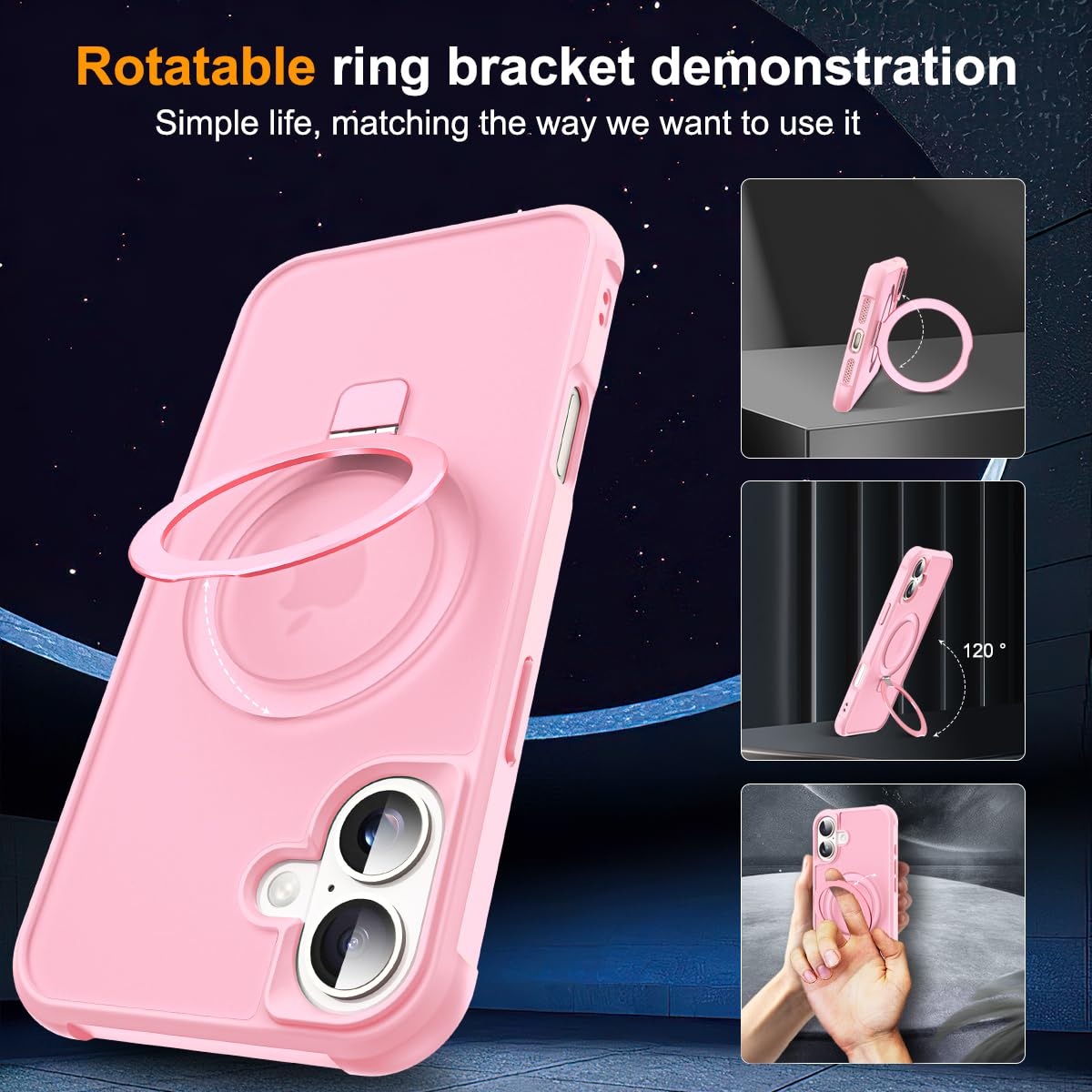 Foto 3 pulgar | Funda De Teléfono Sky-lmw Compatible Con Iphone 16 Plus, Color Rosa - Venta Internacional.