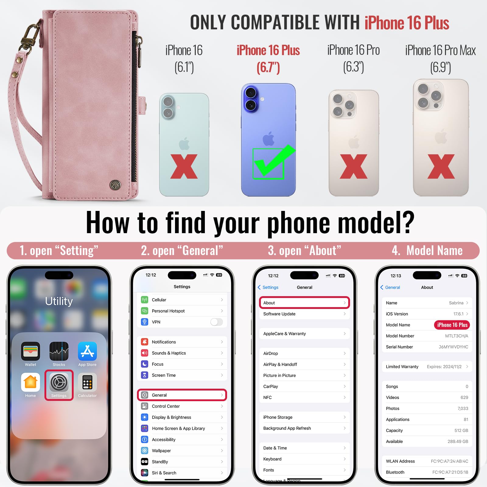 Foto 3 pulgar | Funda Para Teléfono Wallet Defense Compatible Con Iphone 16 Plus - Venta Internacional.