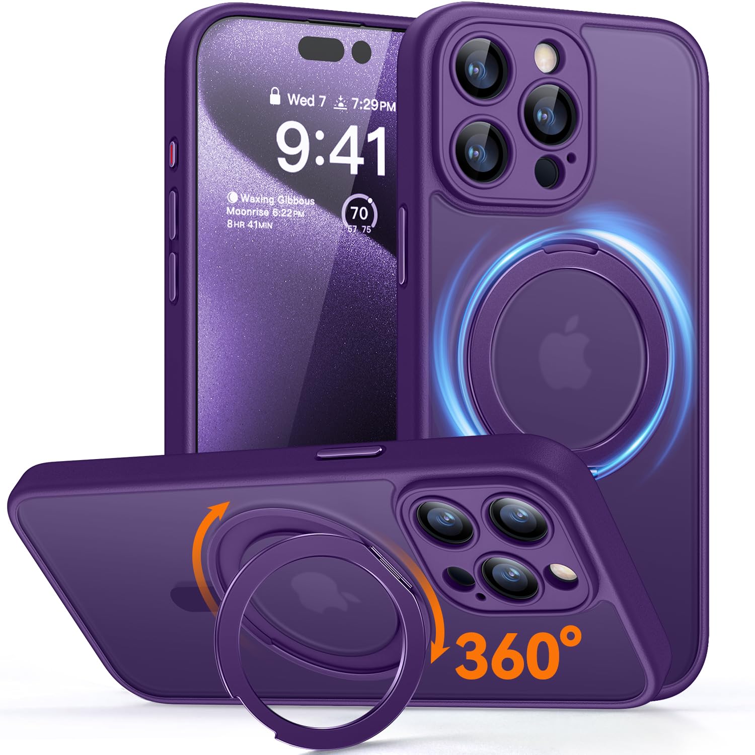 Funda Para Teléfono Canshn Con Soporte Magnético Con Giro De 360° Para Iphone 15 Pro Max - Venta Internacional.