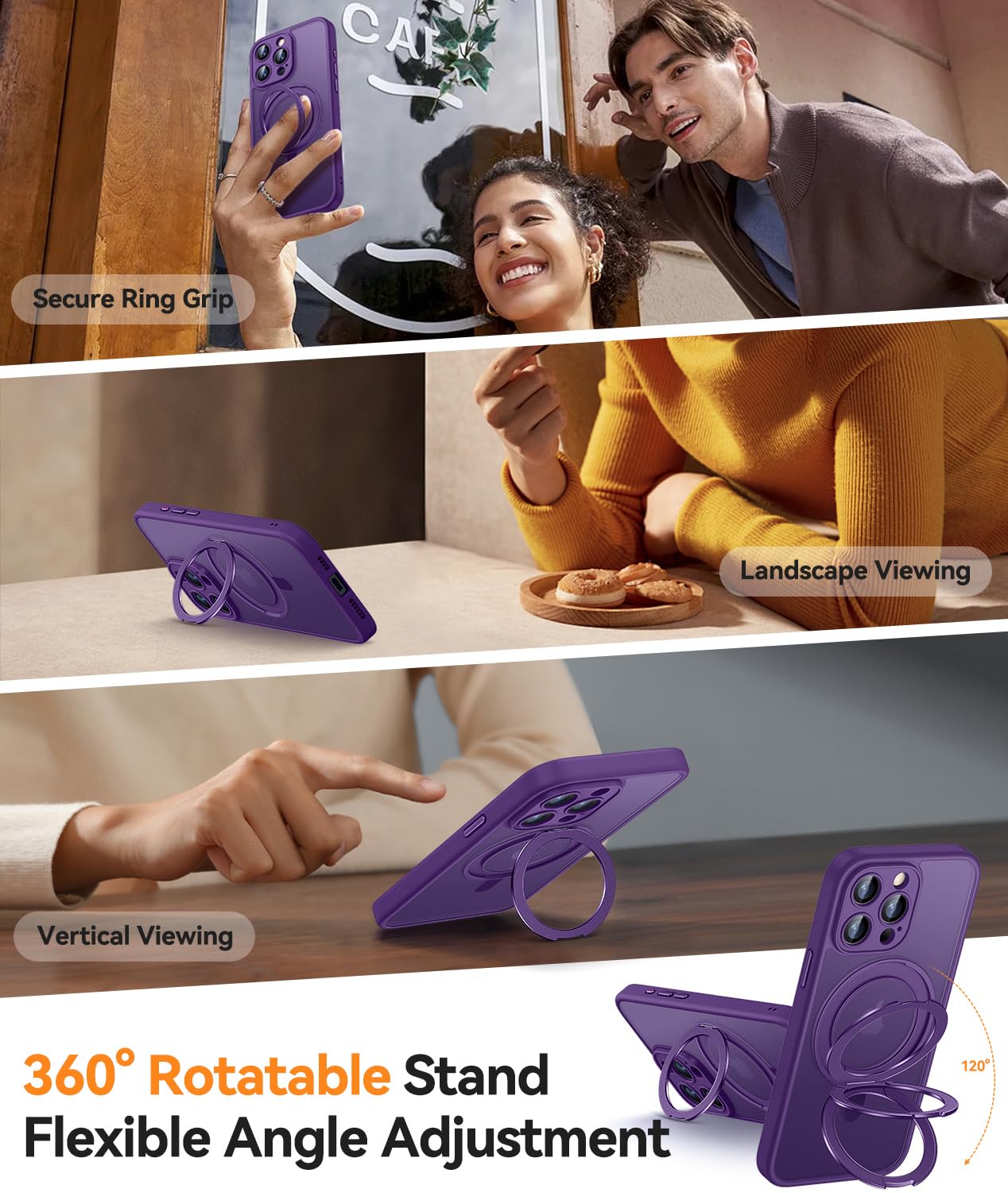 Foto 4 pulgar | Funda Para Teléfono Canshn Con Soporte Magnético Con Giro De 360° Para Iphone 15 Pro Max - Venta Internacional.