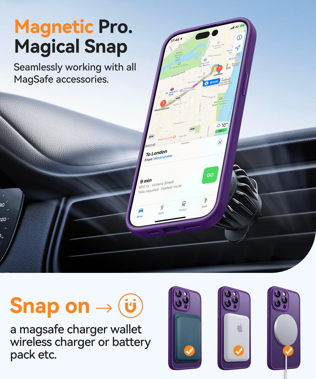 Foto 6 pulgar | Funda Para Teléfono Canshn Con Soporte Magnético Con Giro De 360° Para Iphone 15 Pro Max - Venta Internacional.