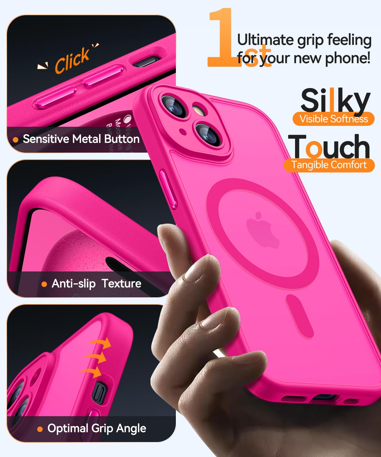 Foto 6 pulgar | Funda Magnética Canshn Para Iphone 15 6.1 - Rosa Intenso - Venta Internacional.