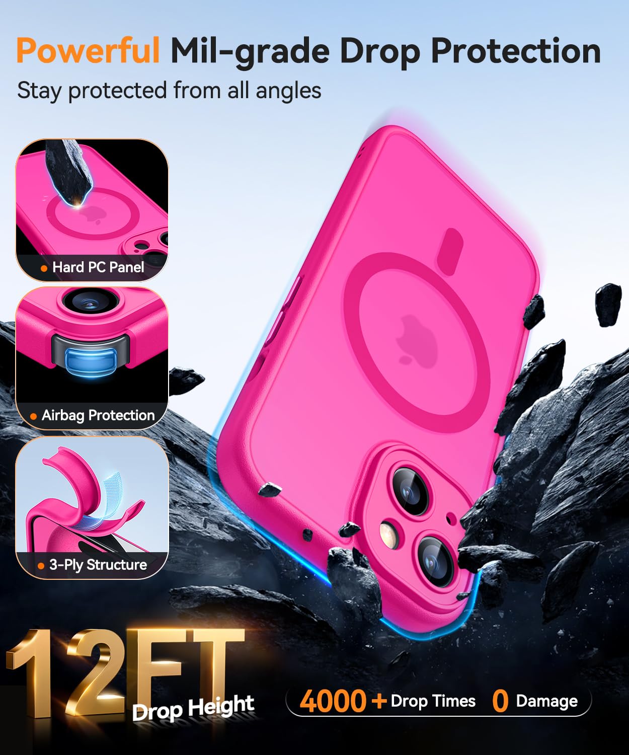 Foto 7 pulgar | Funda Magnética Canshn Para Iphone 15 6.1 - Rosa Intenso - Venta Internacional.