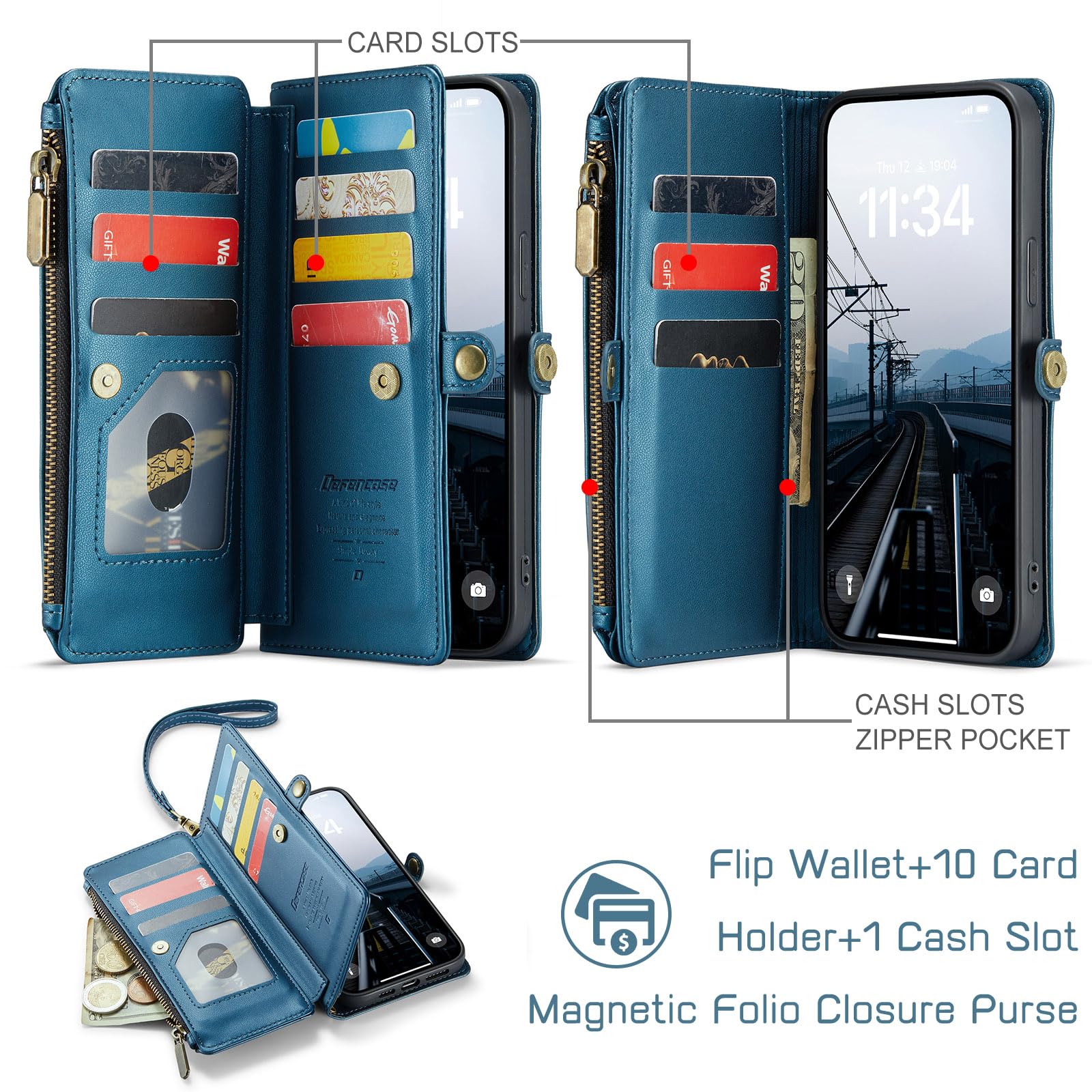 Foto 4 pulgar | Funda De Teléfono Wallet Defcase Compatible Con Iphone 13 Pro Max - Venta Internacional.