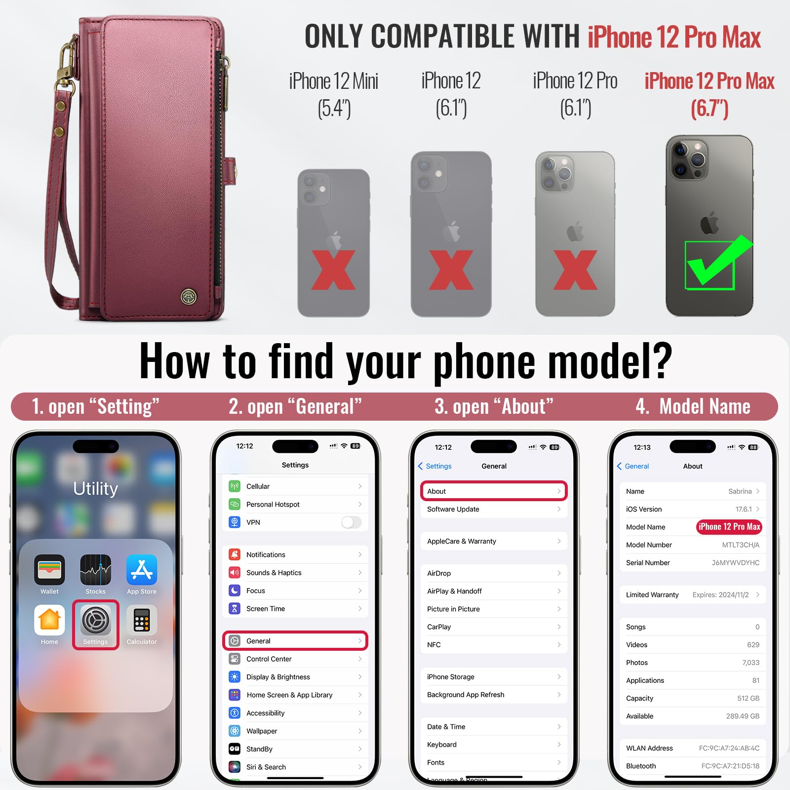 Foto 3 pulgar | Funda De Teléfono Wallet Defencase Compatible Con Iphone 12 Pro Max - Venta Internacional.