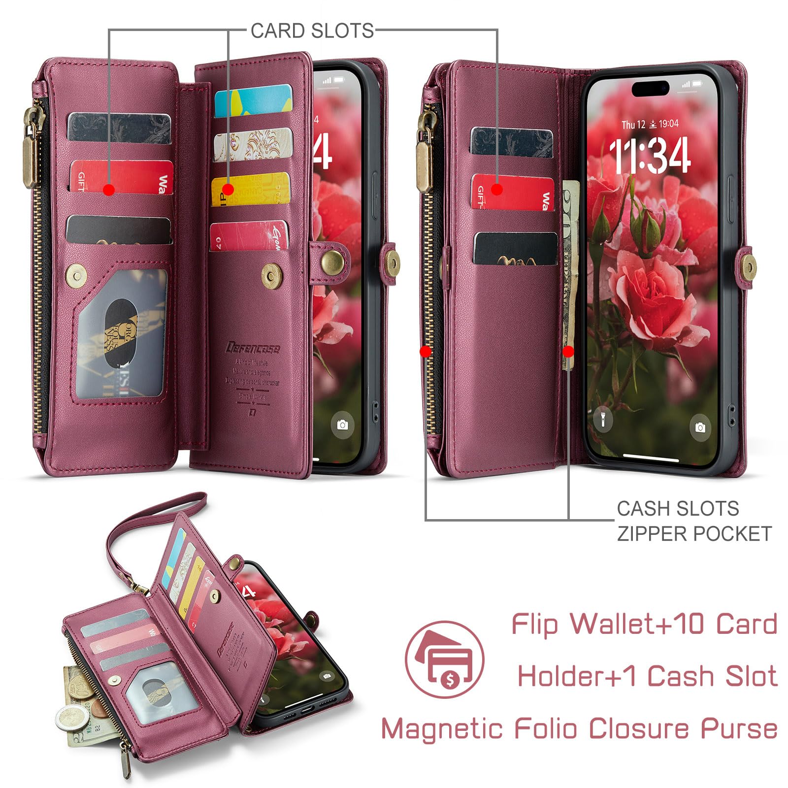 Foto 3 | Funda De Teléfono Wallet Defencase Compatible Con Iphone 12 Pro Max - Venta Internacional.