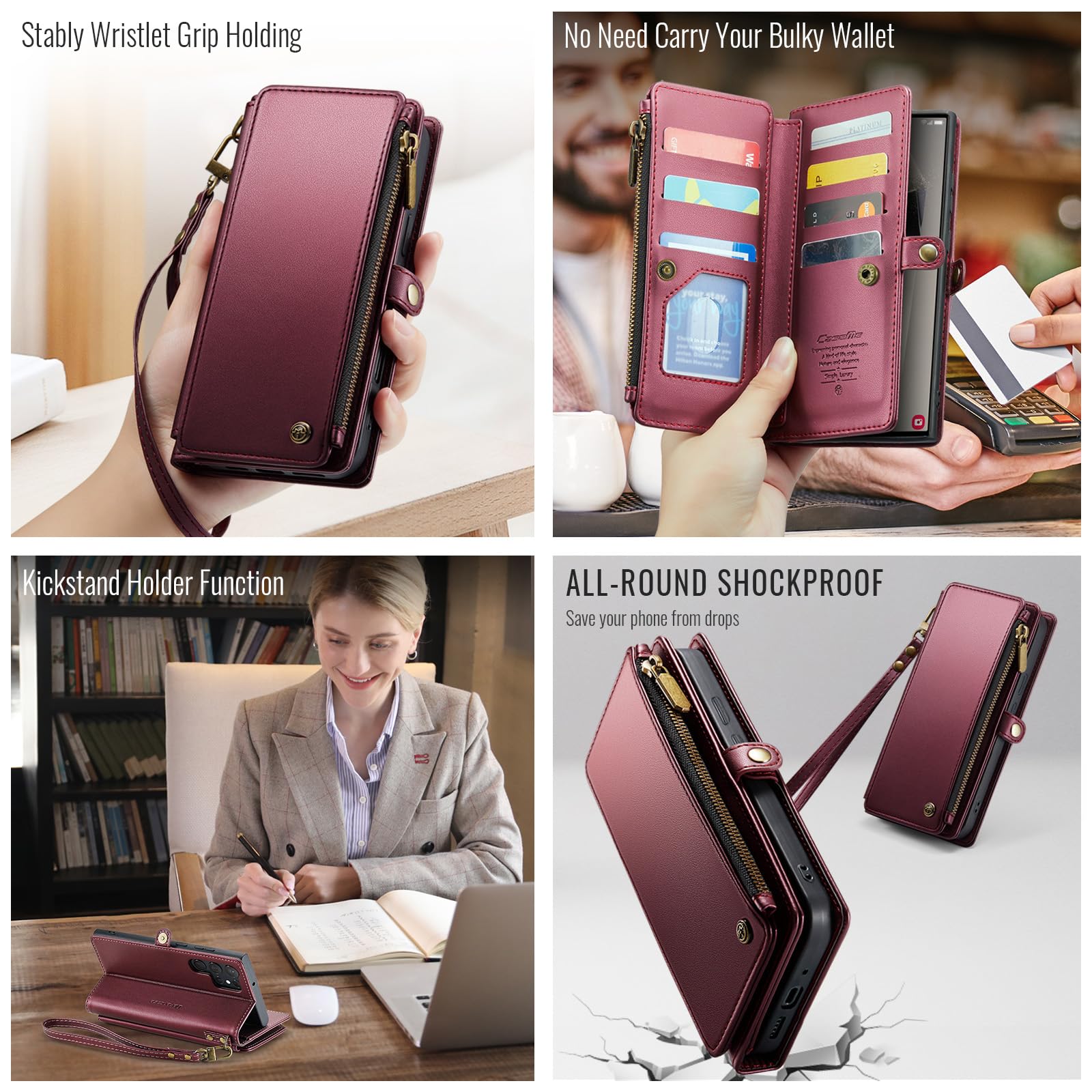 Foto 5 pulgar | Funda Para Teléfono Wallet Defense Para Samsung Galaxy S23 Ultra Wine - Venta Internacional.