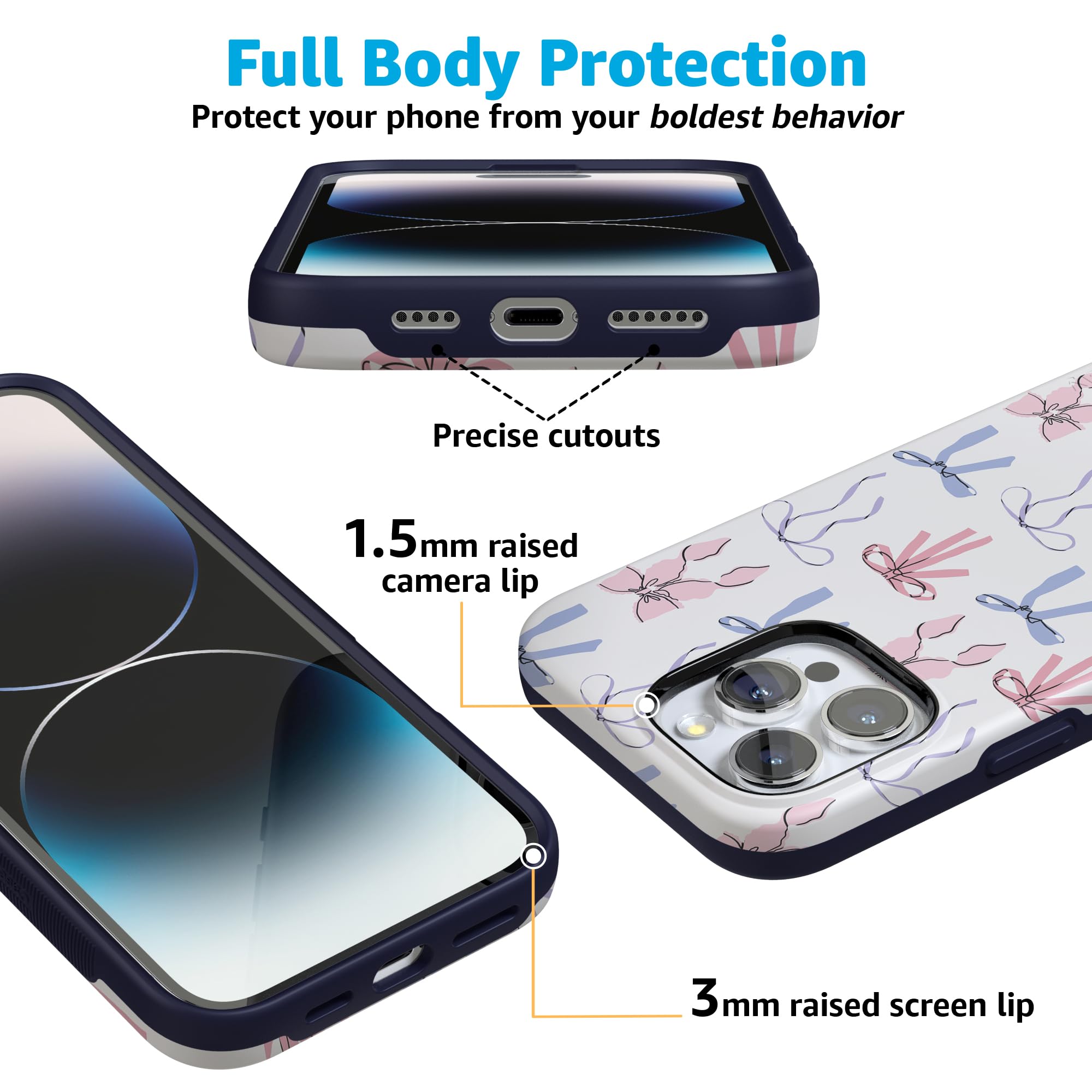 Foto 4 pulgar | Funda Para Teléfono Casely Coquette Girlie Pastel Bows Para Iphone 16 Pro Max - Venta Internacional.