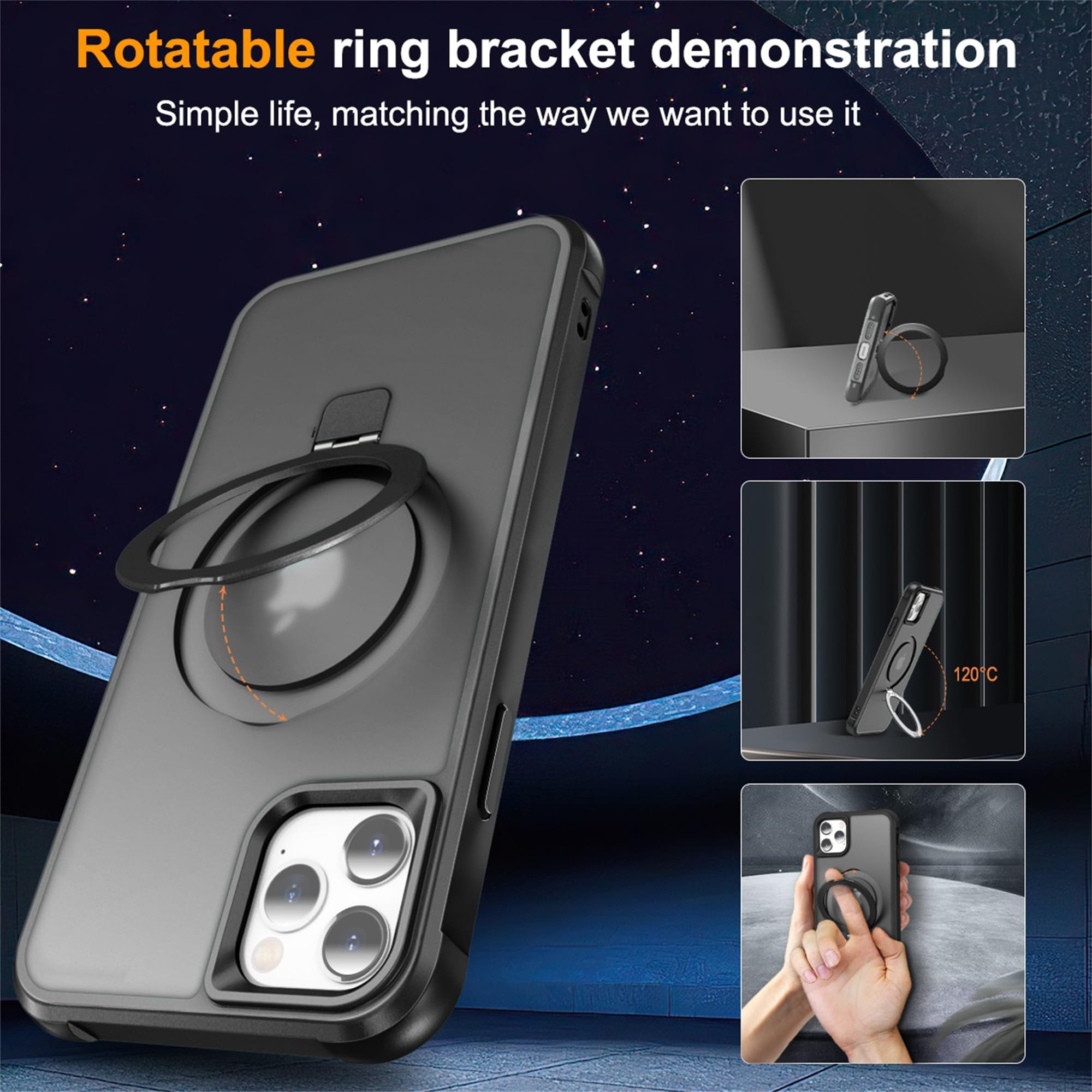 Foto 3 pulgar | Funda De Teléfono Skylmw Compatible Con Iphone 11 6.1 Con Soporte Negro - Venta Internacional.