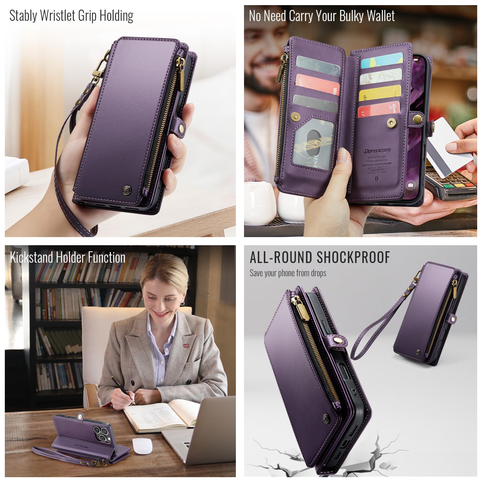 Foto 4 pulgar | Funda De Teléfono Wallet Defense Compatible Con Iphone 16 Pro - Venta Internacional.