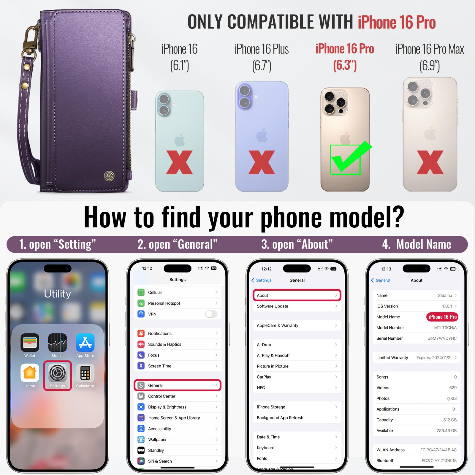 Foto 6 | Funda De Teléfono Wallet Defense Compatible Con Iphone 16 Pro - Venta Internacional.