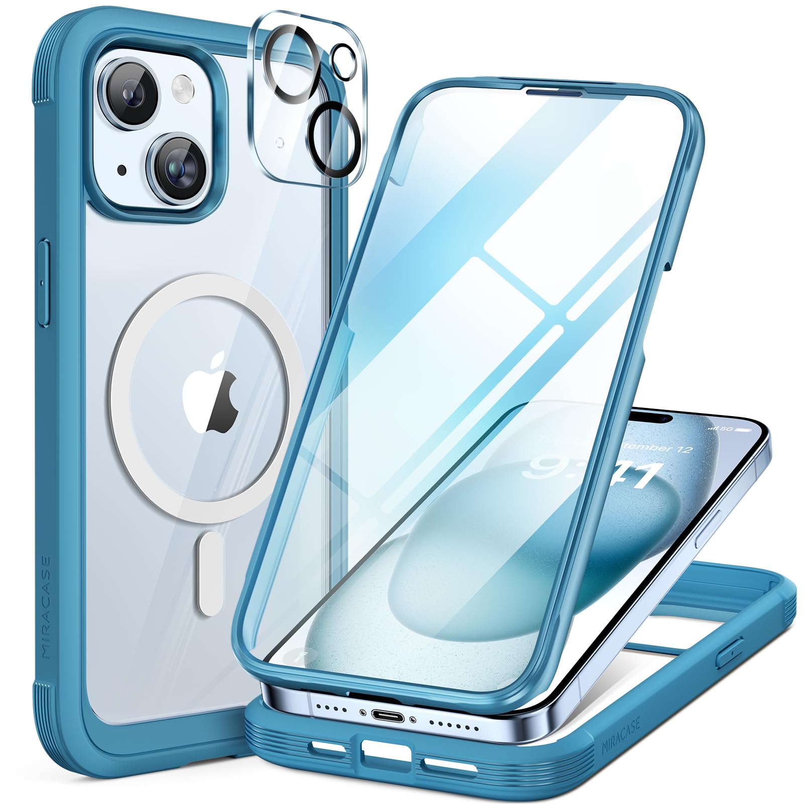 Foto 2 pulgar | Funda De Teléfono Miracase Glass Series Para Iphone 15 Sea Blue - Venta Internacional.