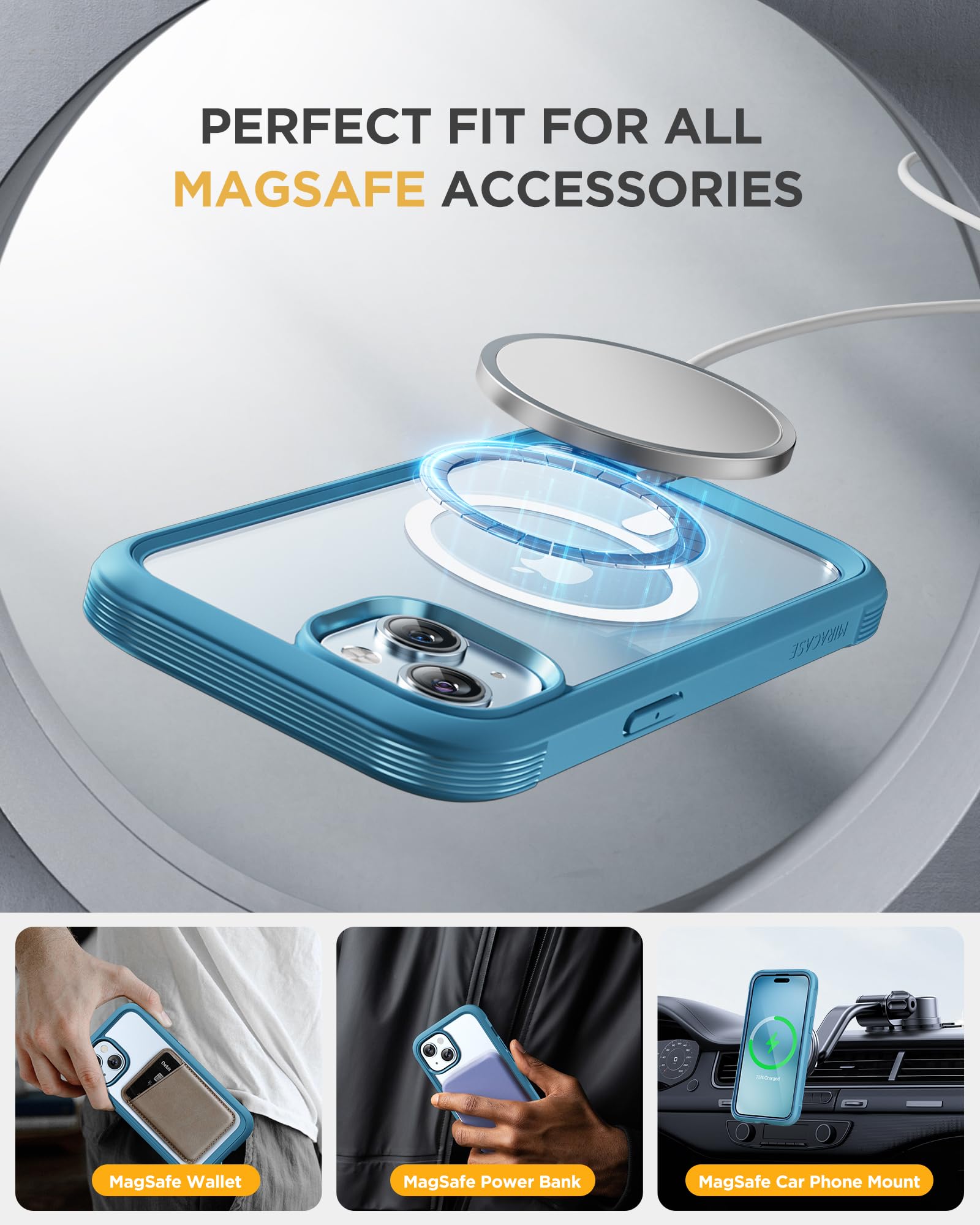 Foto 4 pulgar | Funda De Teléfono Miracase Glass Series Para Iphone 15 Sea Blue - Venta Internacional.