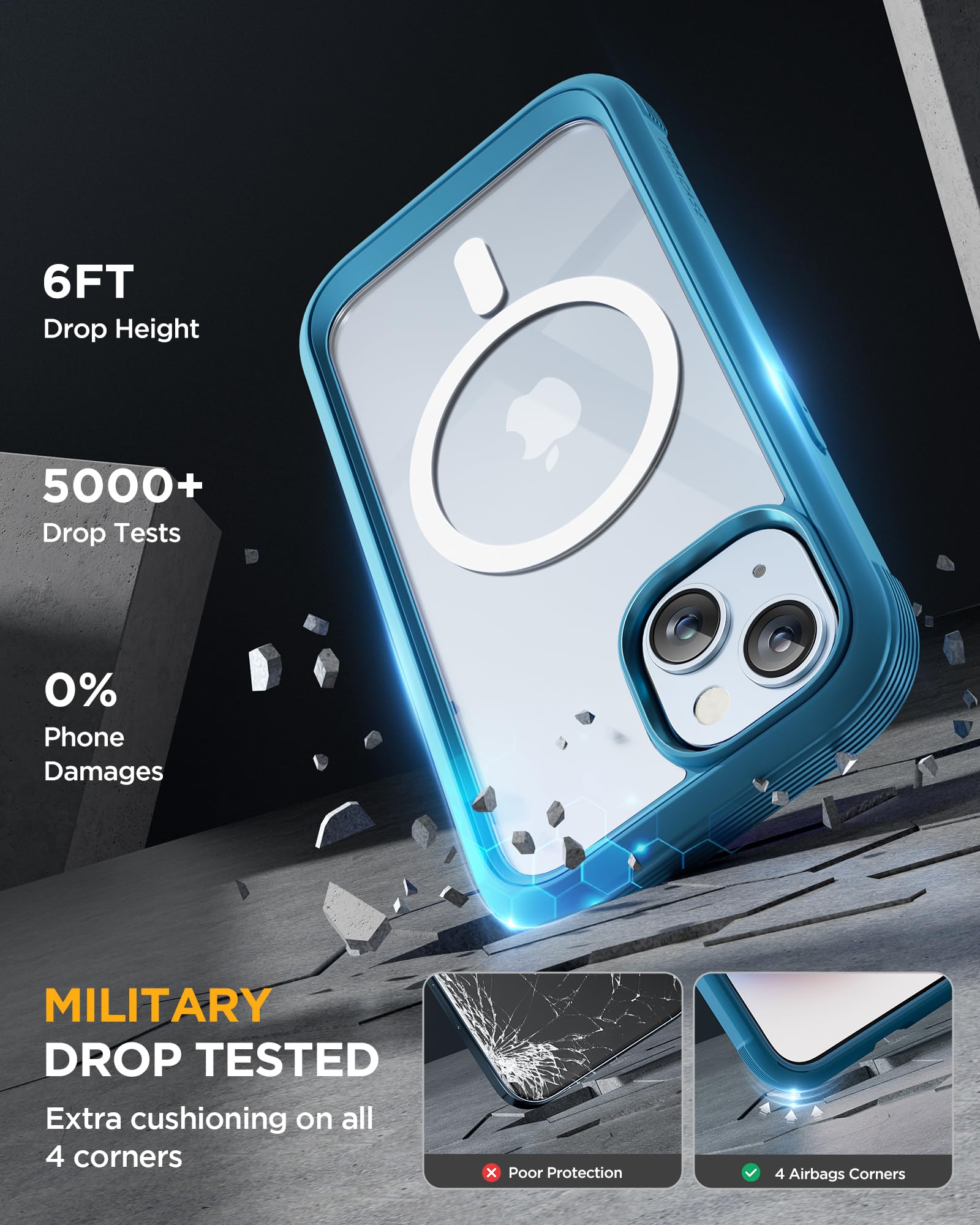 Foto 5 pulgar | Funda De Teléfono Miracase Glass Series Para Iphone 15 Sea Blue - Venta Internacional.