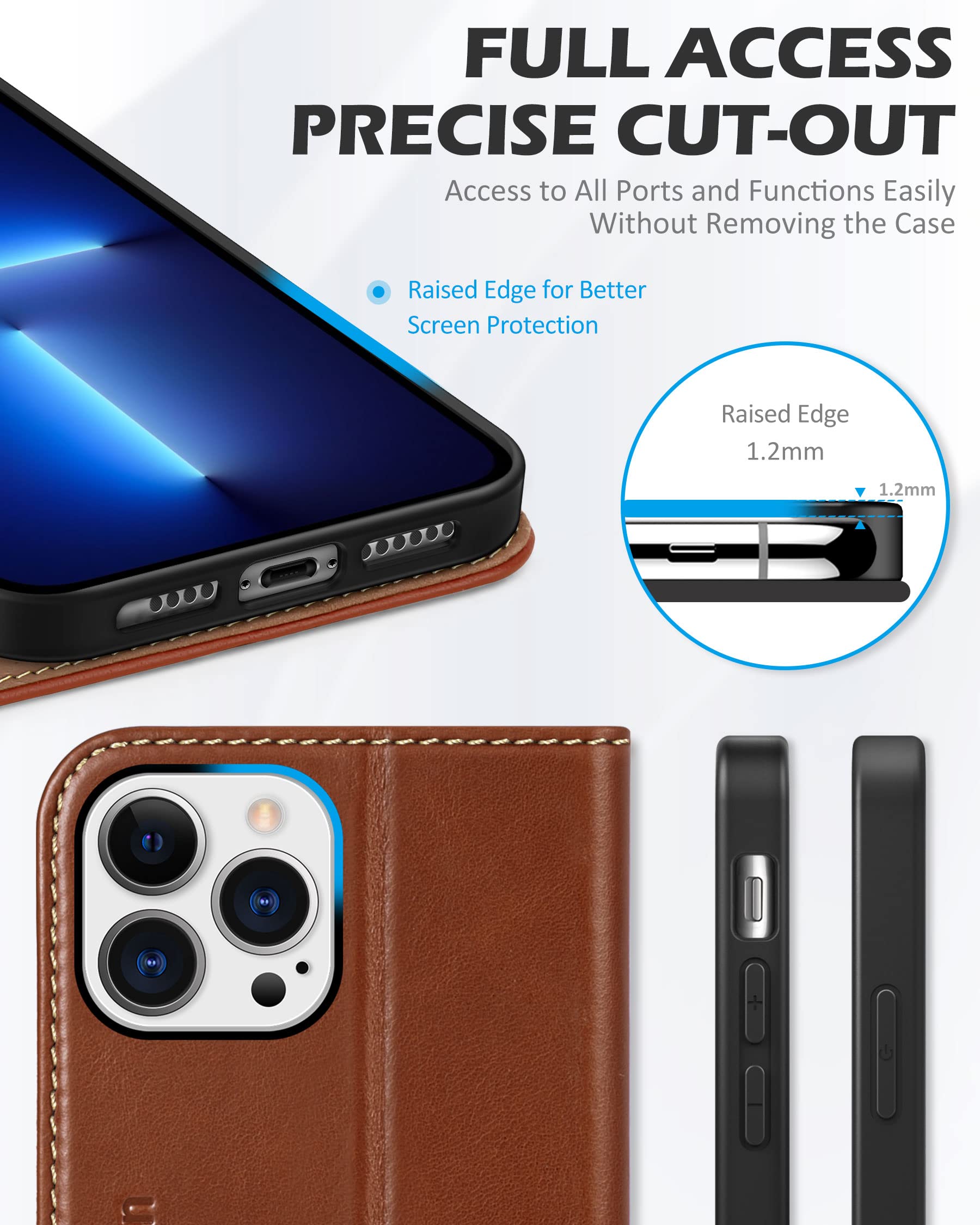 Foto 8 pulgar | Funda Shieldon Para Iphone 13 Pro Max 5g De Piel Auténtica, Color Marrón - Venta Internacional.