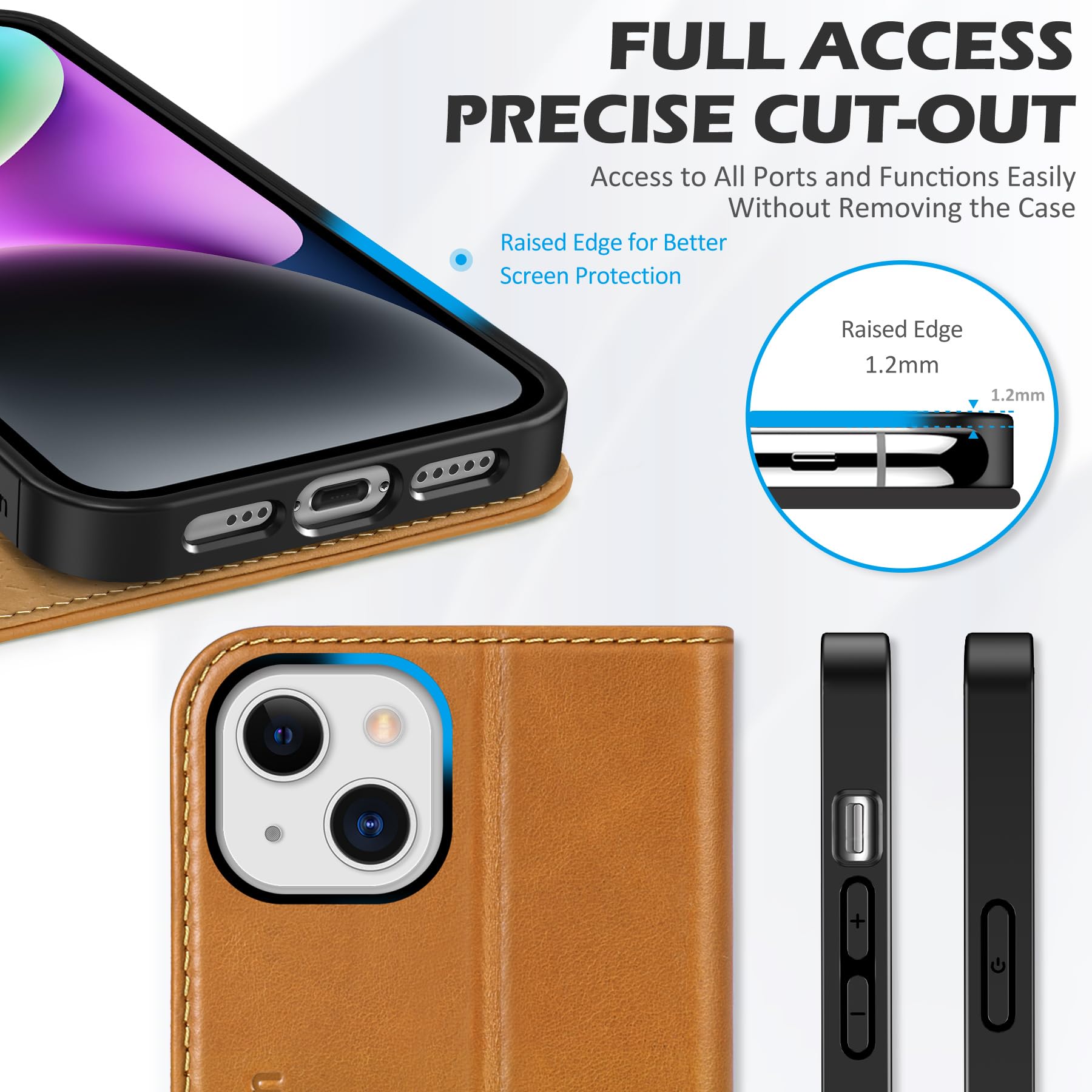 Foto 7 pulgar | Funda Shieldon De Piel Auténtica Tipo Cartera Para Iphone 14 5g, Color Marrón - Venta Internacional.
