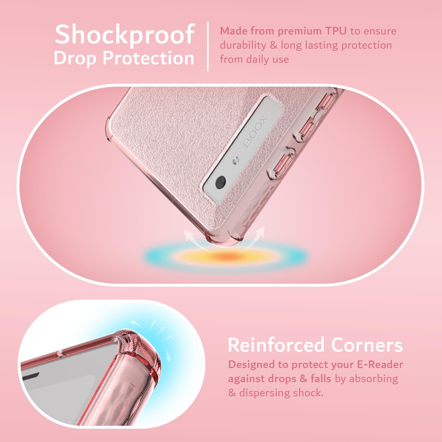 Foto 4 pulgar | Funda Tudia Skn Transparente A Prueba De Golpes Ónix Boox Palma 6.13 Rosa - Venta Internacional.