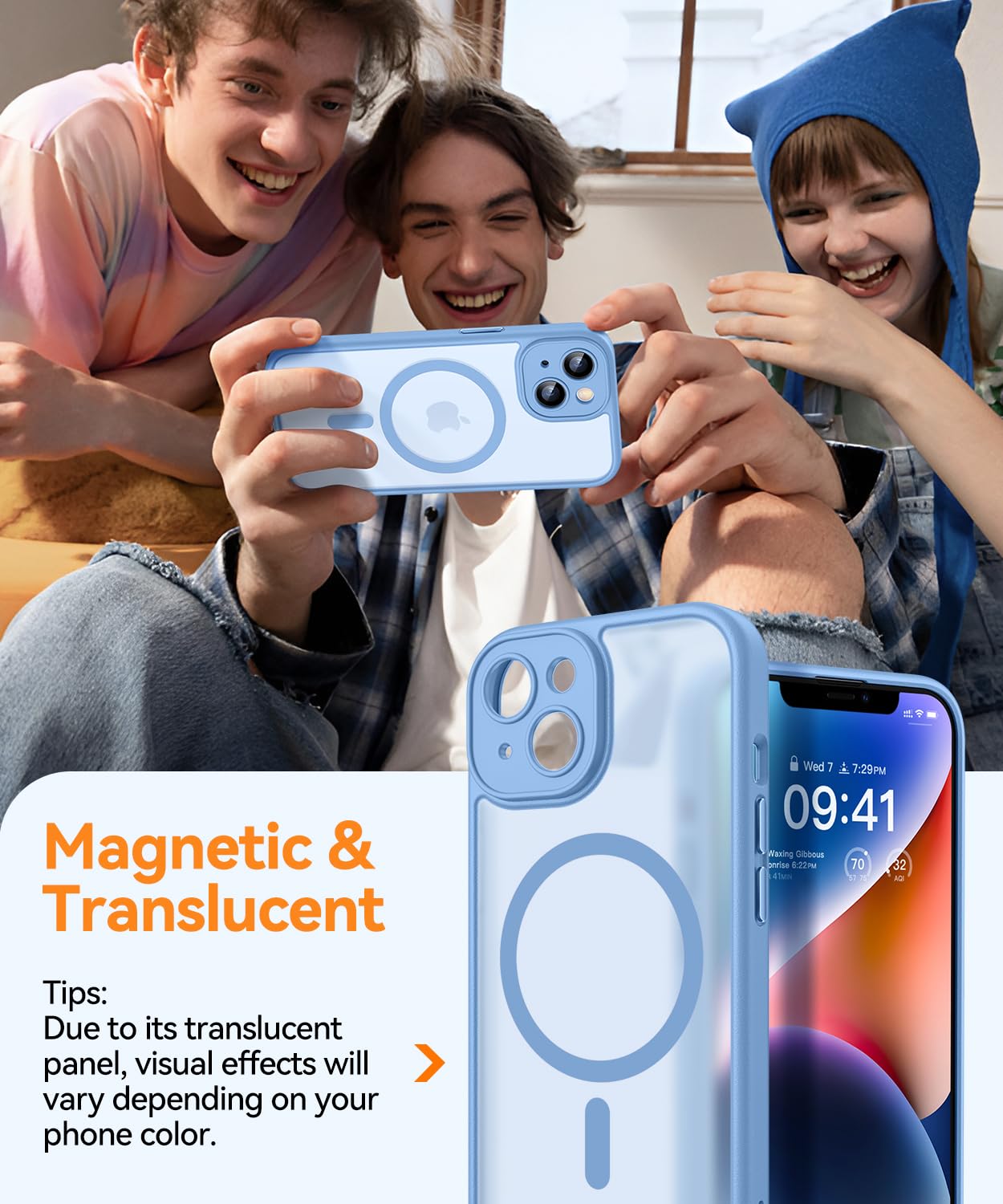 Foto 4 pulgar | Funda Magnética Canshn Para Iphone 14 6.1 - Azul Claro - Venta Internacional.