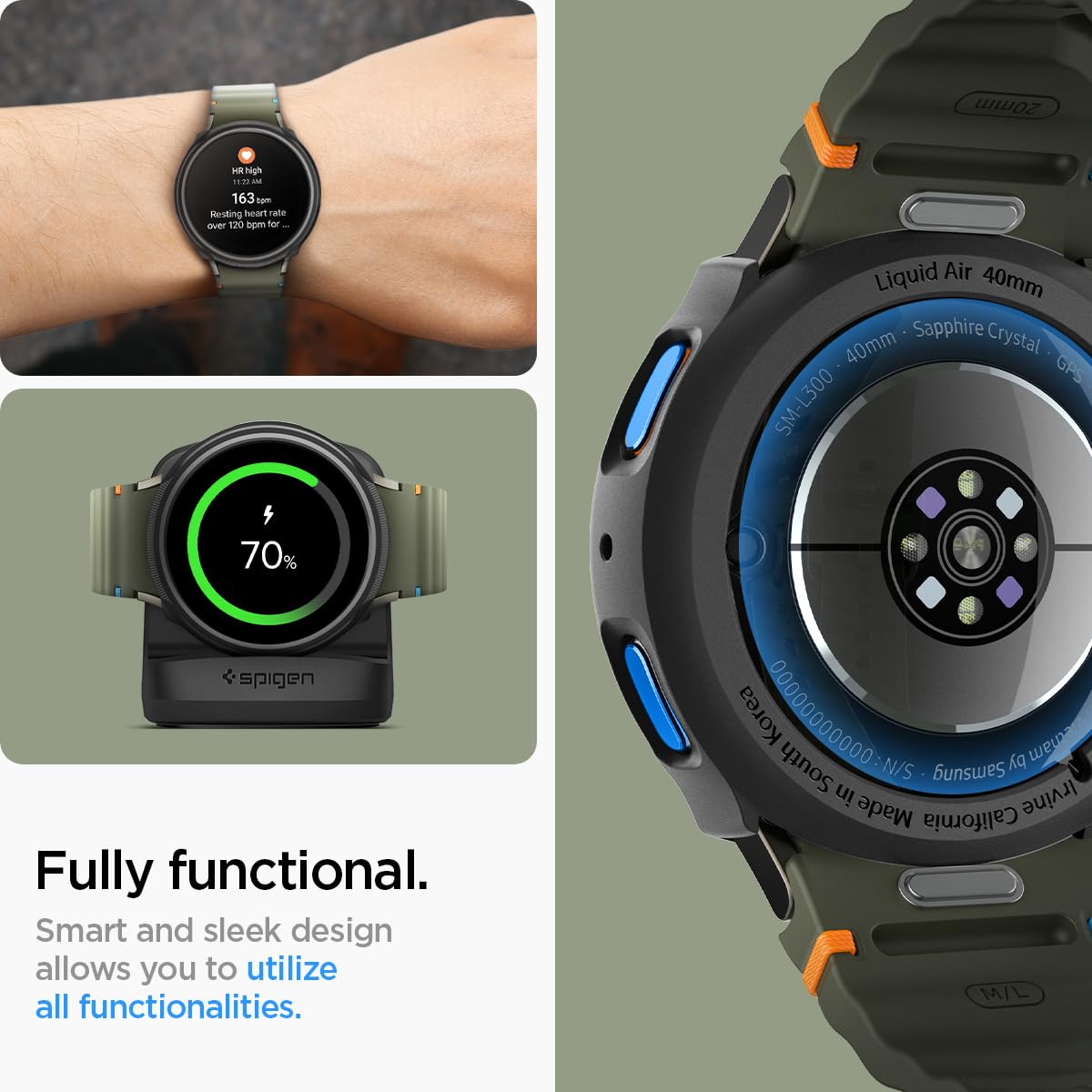 Foto 6 pulgar | Funda Spigen Liquid Air Para Samsung Galaxy Watch 7 De 40 Mm - Venta Internacional.