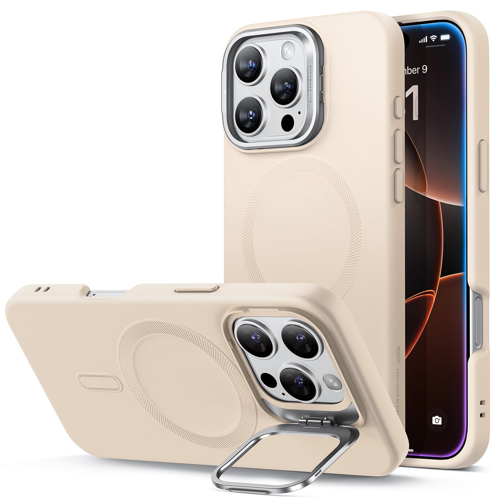 Foto 2 pulgar | Funda Esr Para Iphone 16 Pro De Silicona Con Soporte Magsafe Tan - Venta Internacional.