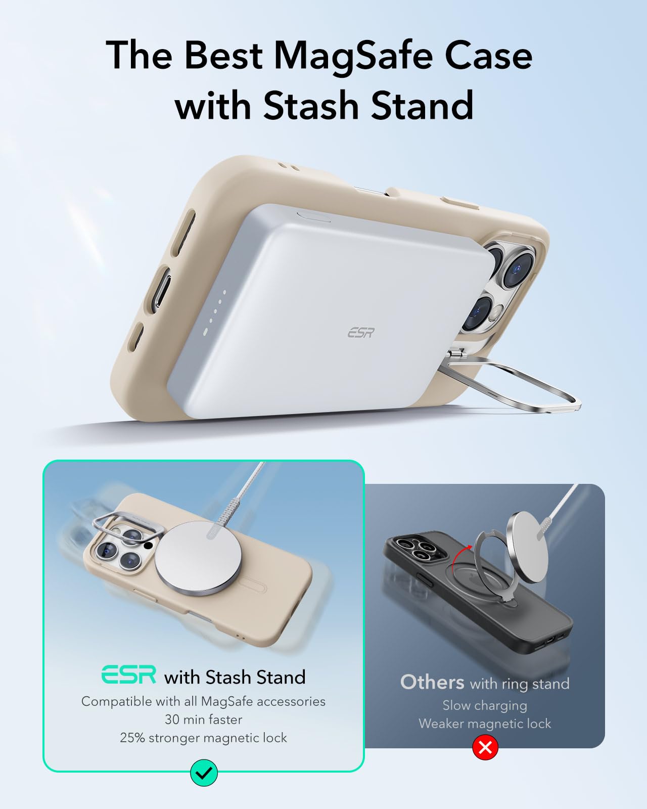 Foto 5 pulgar | Funda Esr Para Iphone 16 Pro De Silicona Con Soporte Magsafe Tan - Venta Internacional.