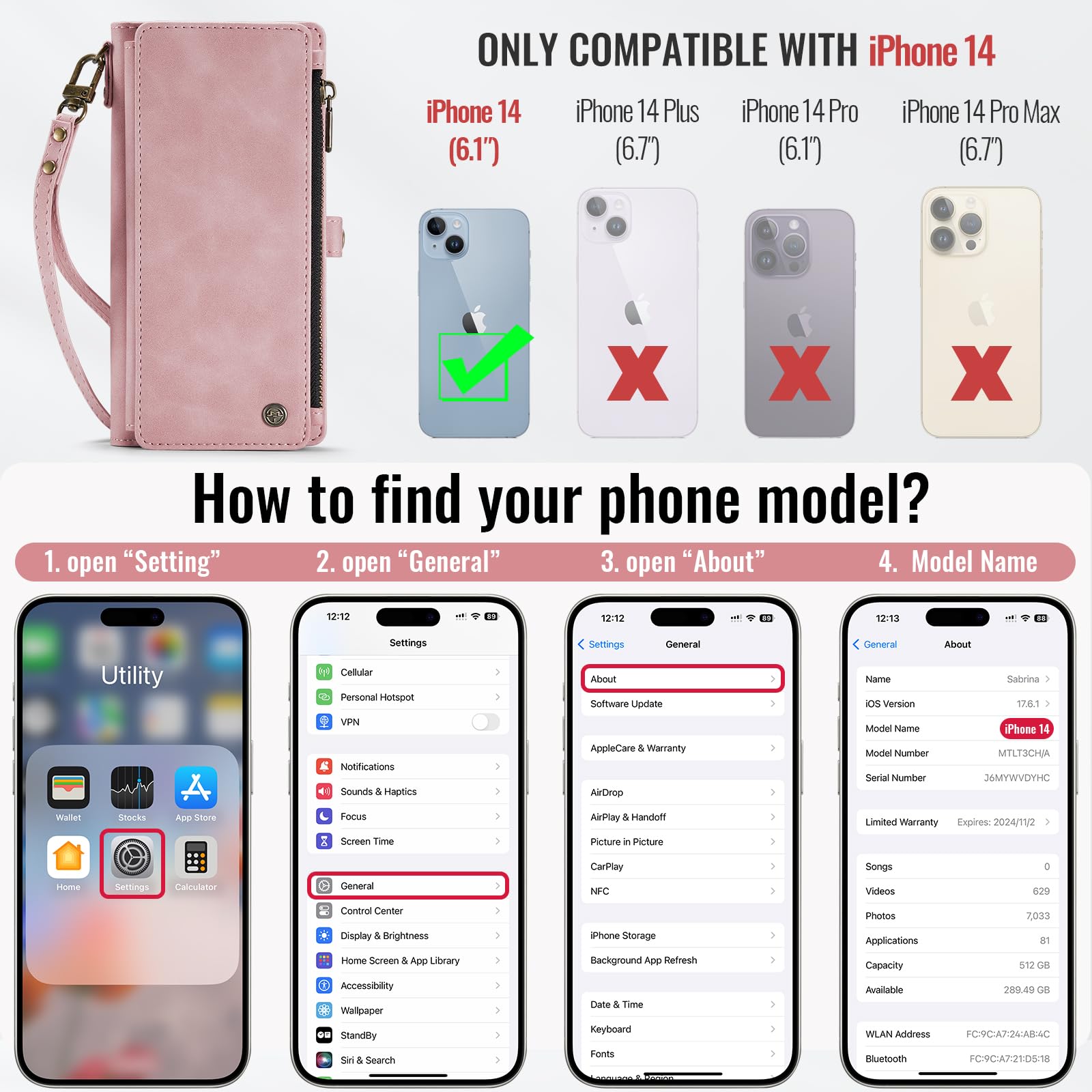 Foto 2 | Funda De Teléfono Wallet Defcase Compatible Con Iphone 14 6.1 - Venta Internacional.