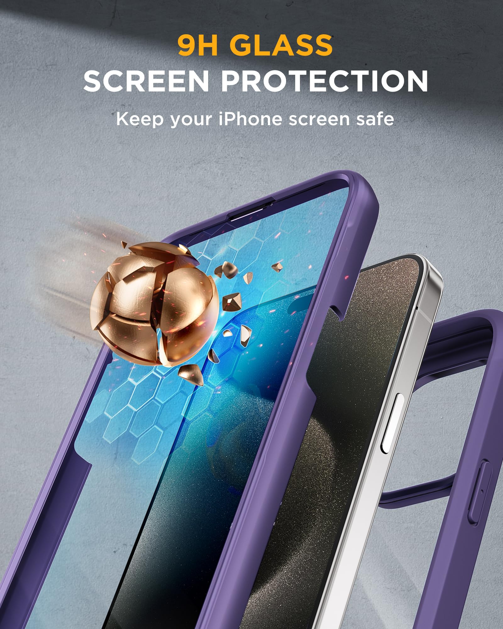 Foto 4 pulgar | Funda Miracase Para Iphone 15 Pro Con Pantalla De Cristal, Color Morado - Venta Internacional.