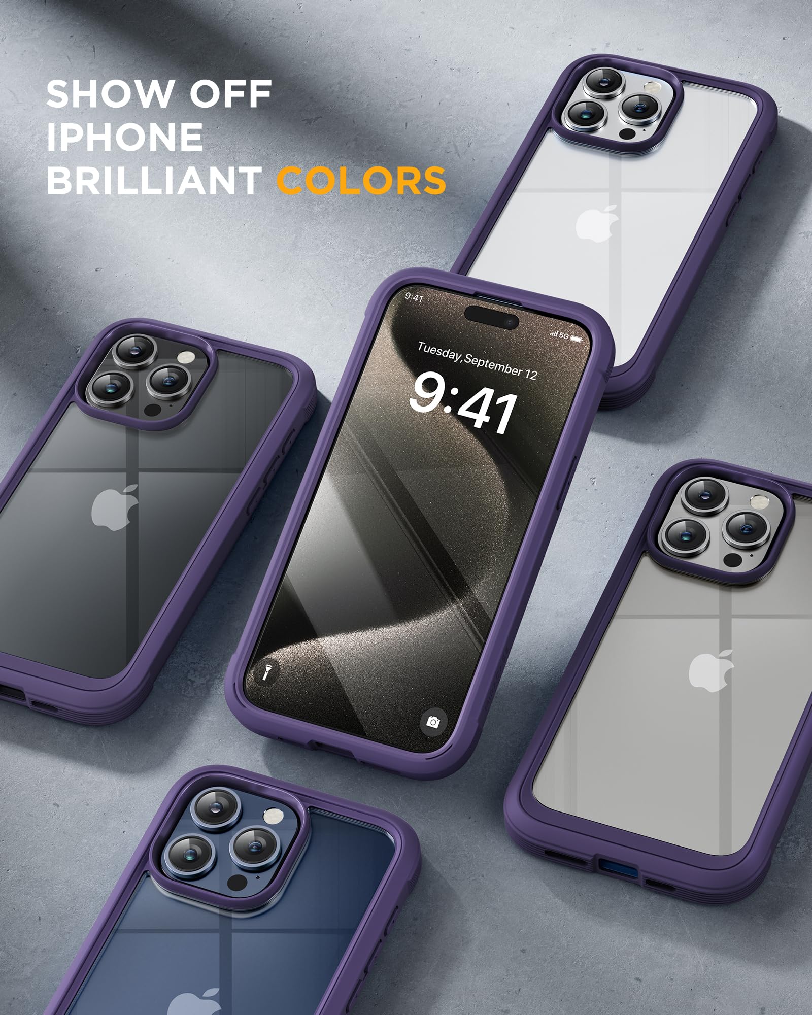 Foto 8 pulgar | Funda Miracase Para Iphone 15 Pro Con Pantalla De Cristal, Color Morado - Venta Internacional.