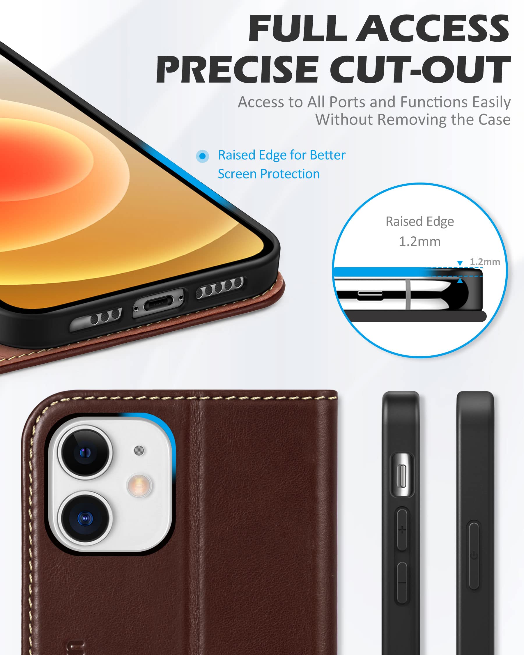 Foto 8 pulgar | Funda Shieldon Para Iphone 12 6.1 De Piel Auténtica Tipo Cartera, Color Café - Venta Internacional.