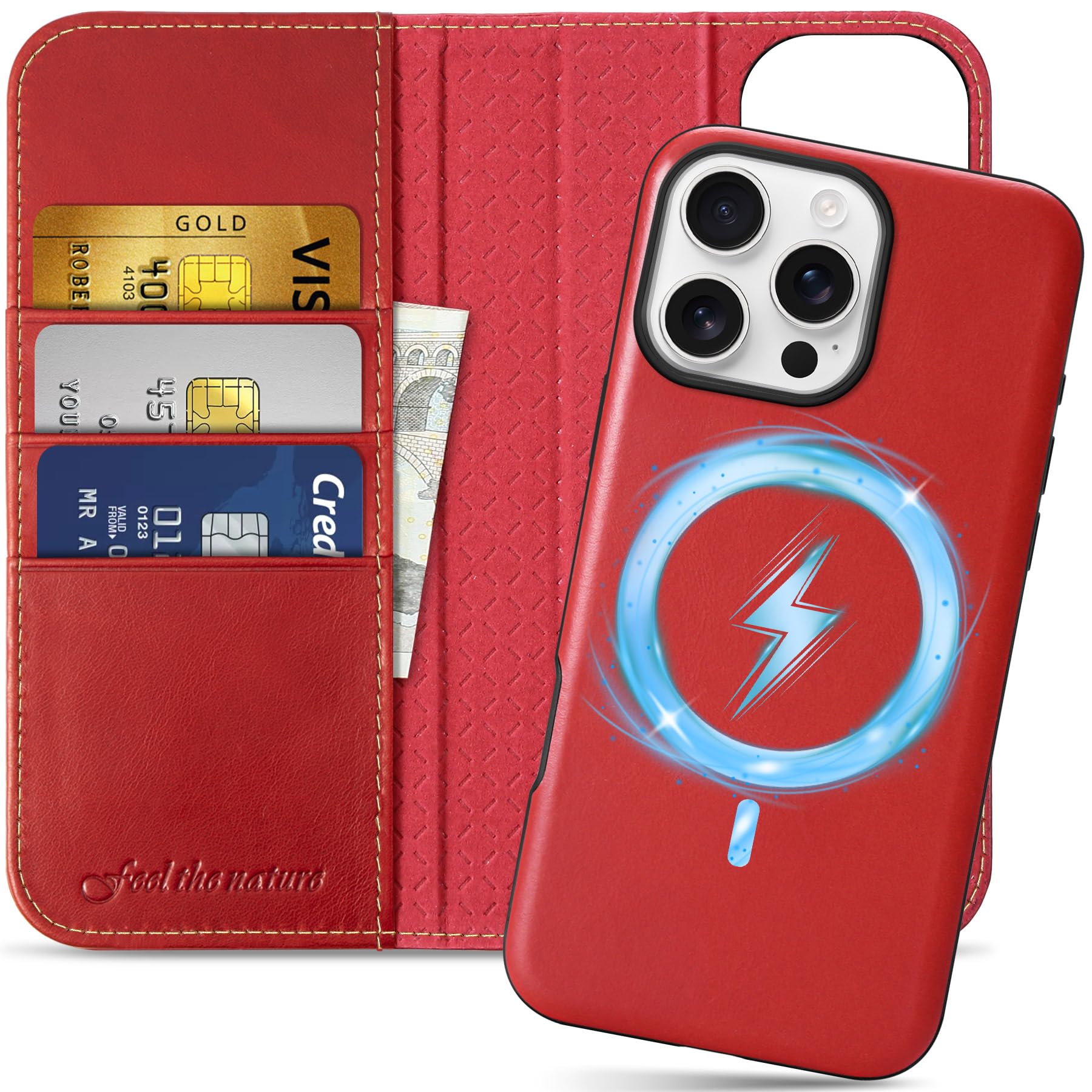 Foto 2 pulgar | Funda Tipo Cartera Shieldon Para Iphone 16 Pro Max 6.9 De Piel Auténtica - Venta Internacional.