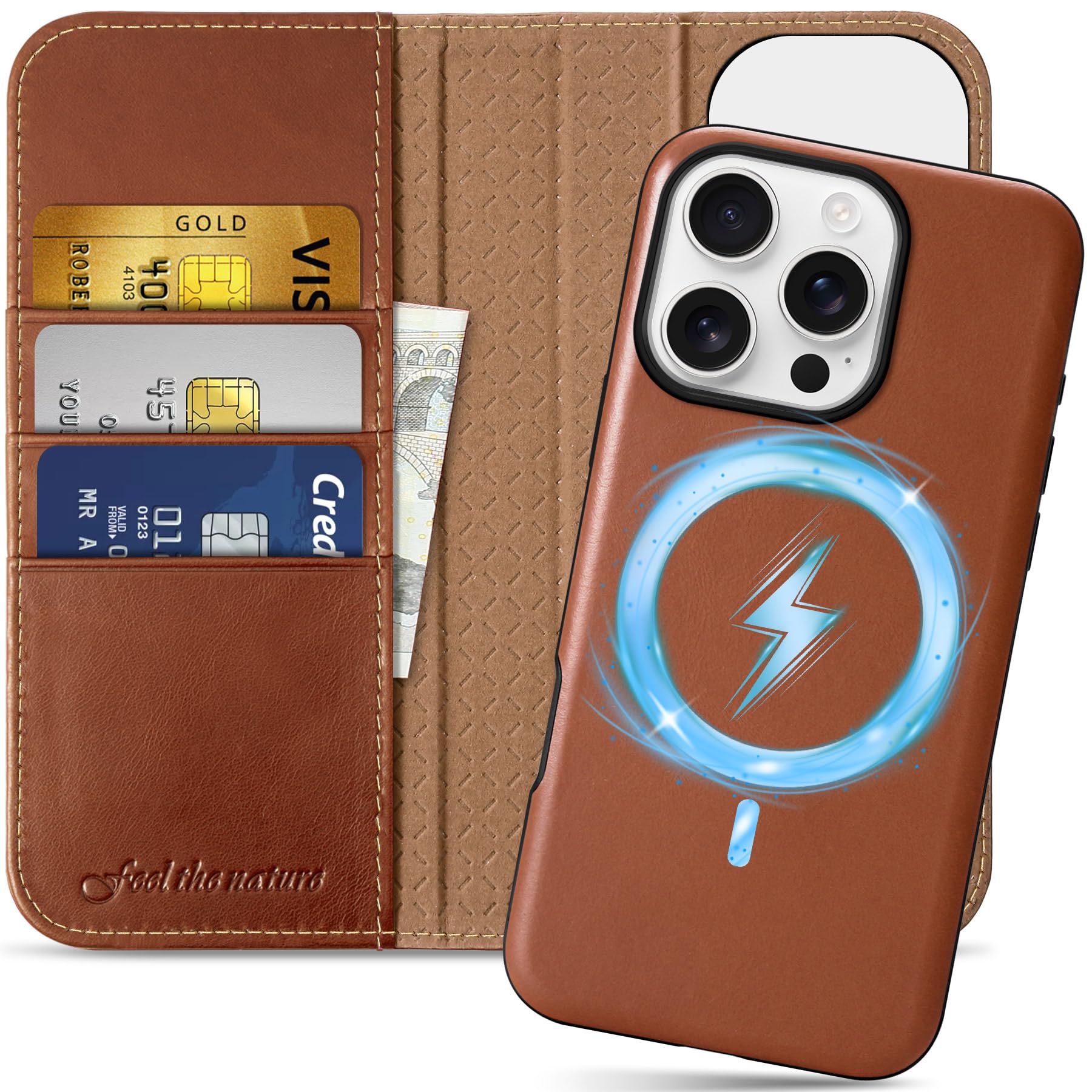 Foto 1 | Funda Shieldon Para Iphone 16 Pro 2024 De Piel Auténtica, Color Marrón - Venta Internacional.
