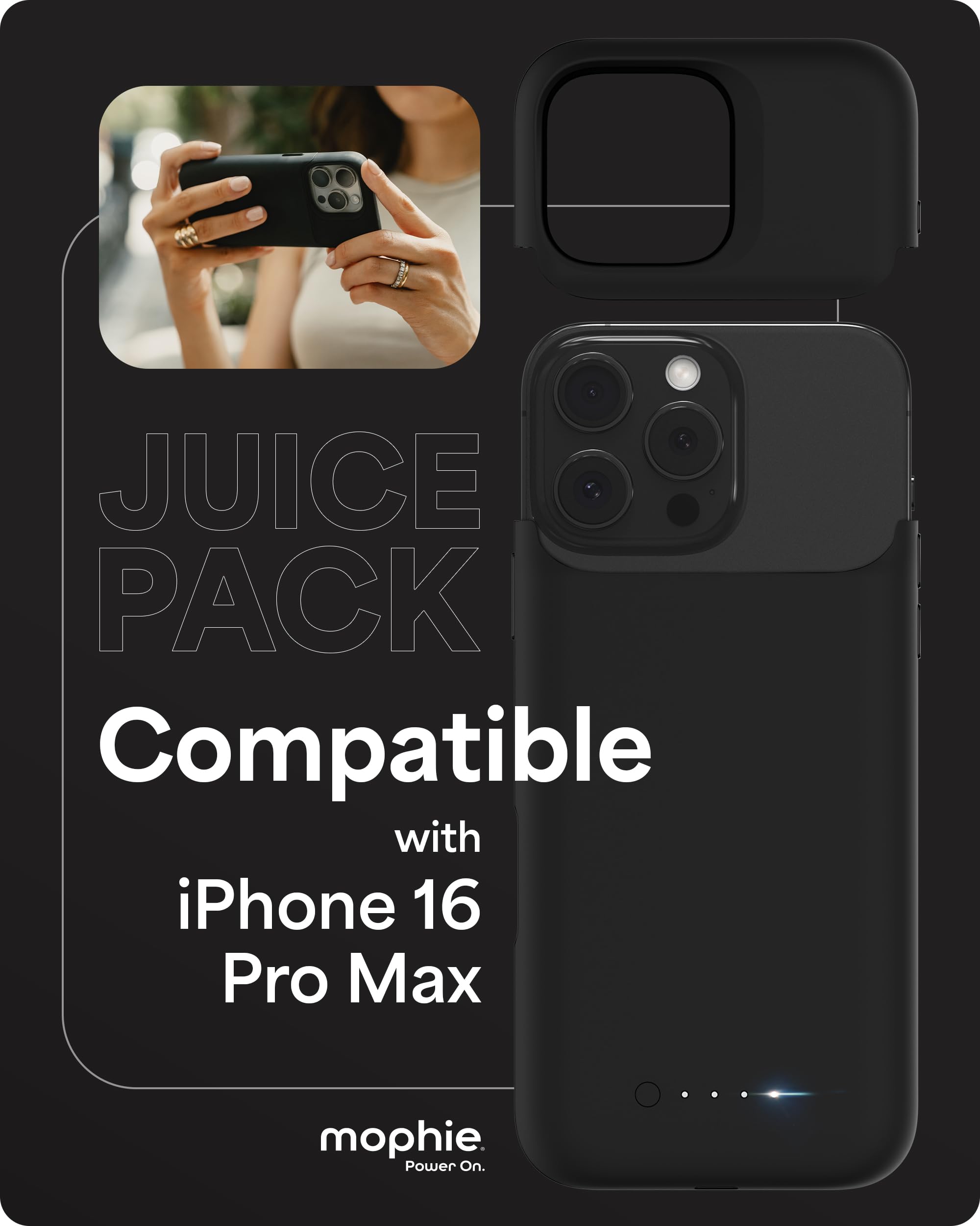 Foto 3 pulgar | Funda De Batería Mophie Juice Pack Para Iphone 16 Pro Max Negra - Venta Internacional.