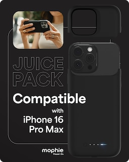 Foto 2 | Funda De Batería Mophie Juice Pack Para Iphone 16 Pro Max Negra - Venta Internacional.