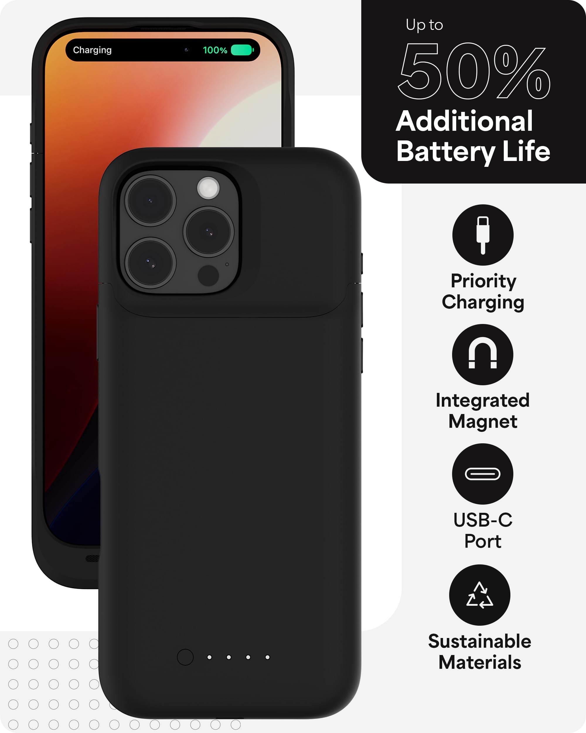 Foto 3 | Funda De Batería Mophie Juice Pack Para Iphone 16 Pro Max Negra - Venta Internacional.